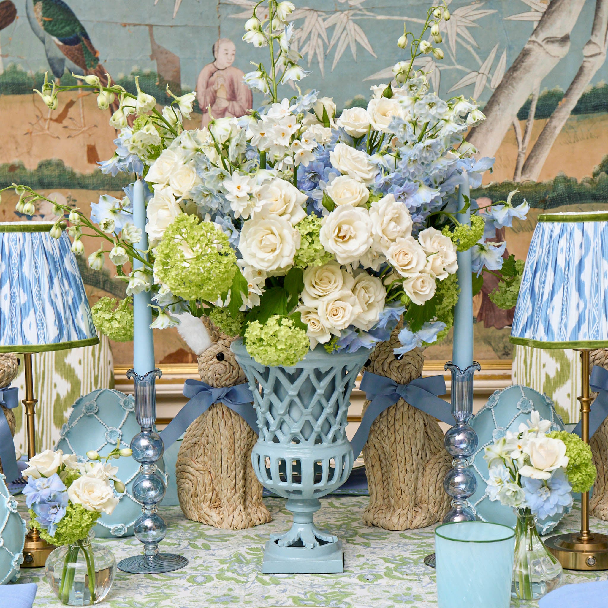 Small Adelaide Soft Blue Lattice Urn Vase