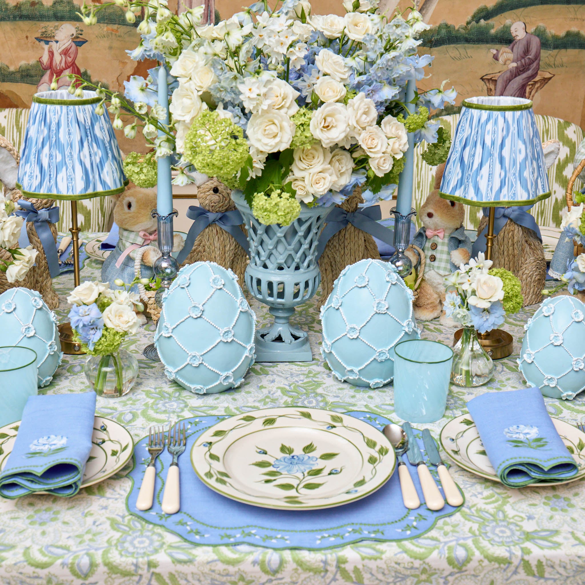 Blue Rose Bud Dinner Plate