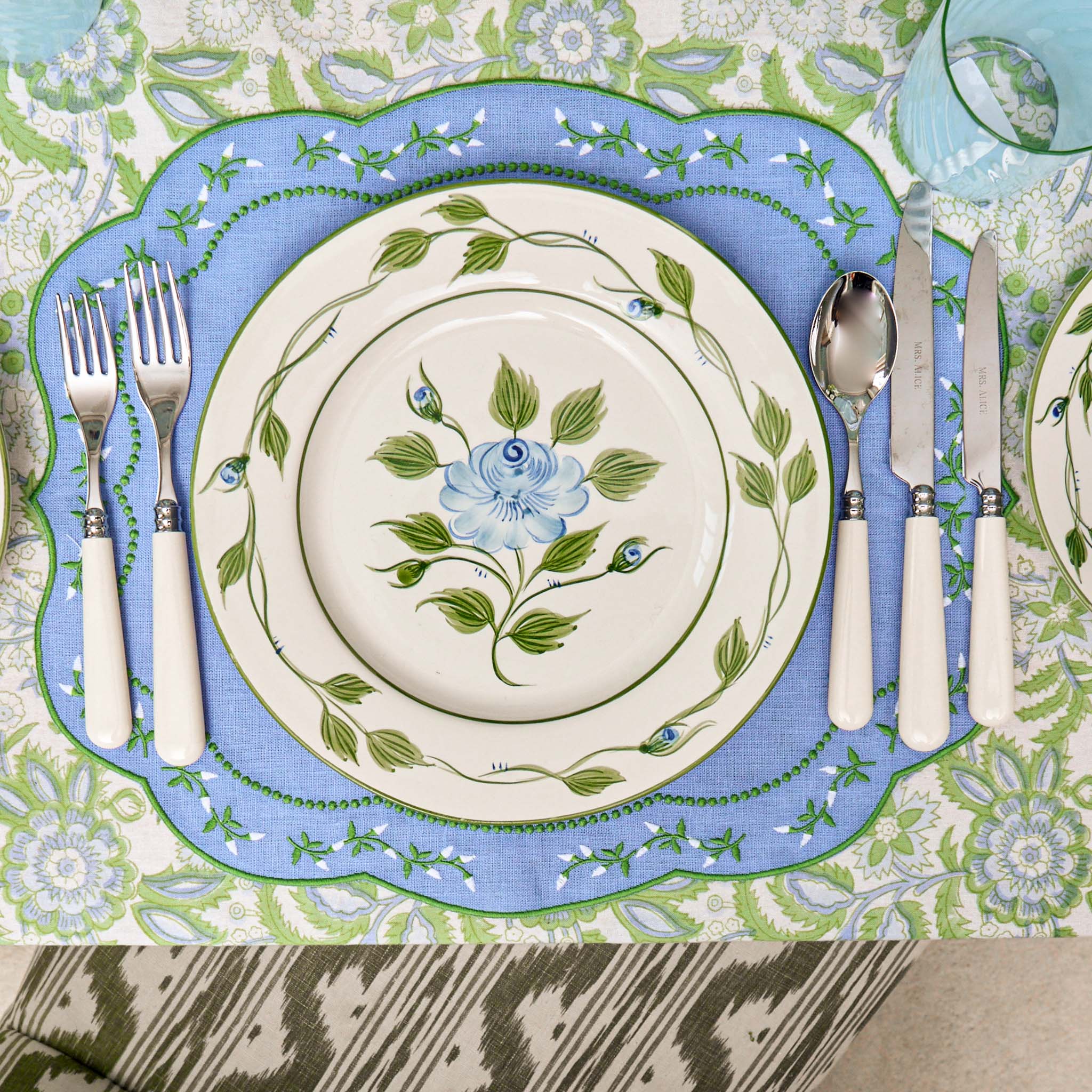 Blue Rose Bud Dinner Plate