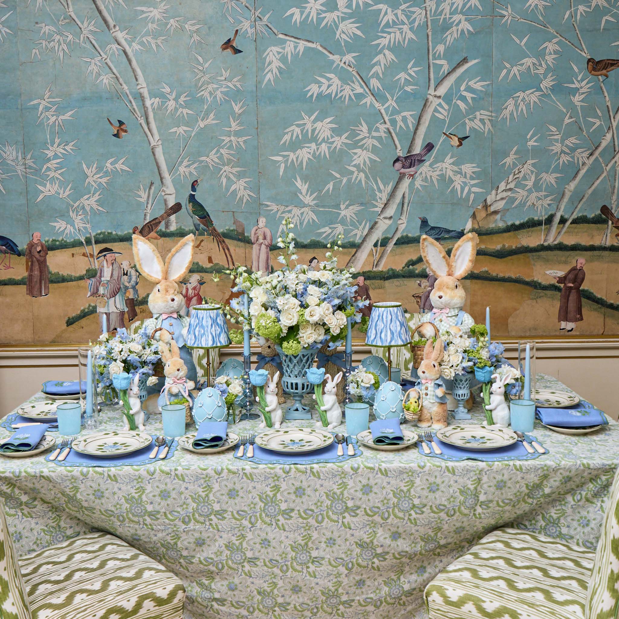 Blue & Green Ikat Lampshade (18cm)