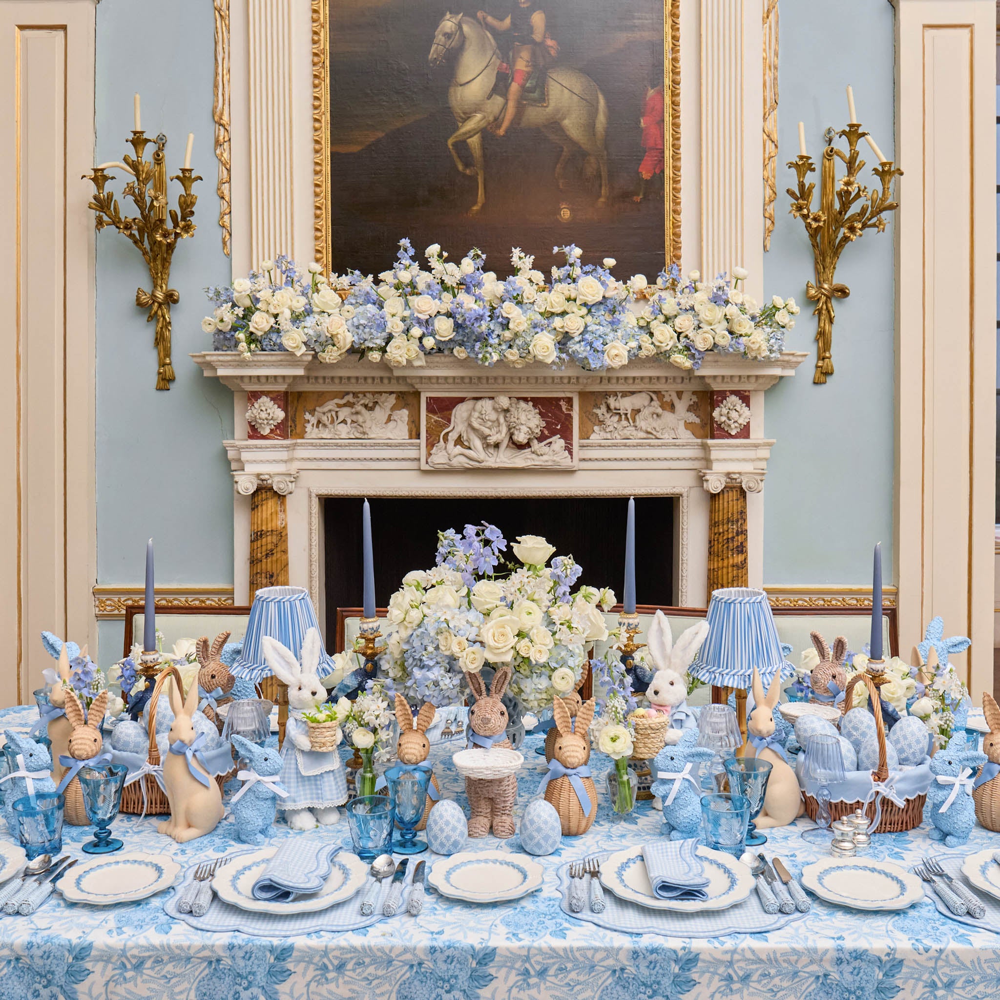 Blue Glass Lantern Tea Light Holder (Pair) - 18 cm