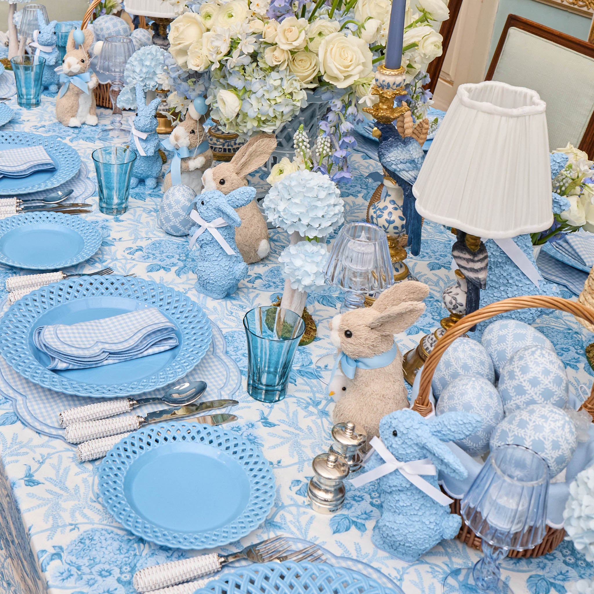 Blue Basketweave Dinner & Starter Plates (Set of 8)