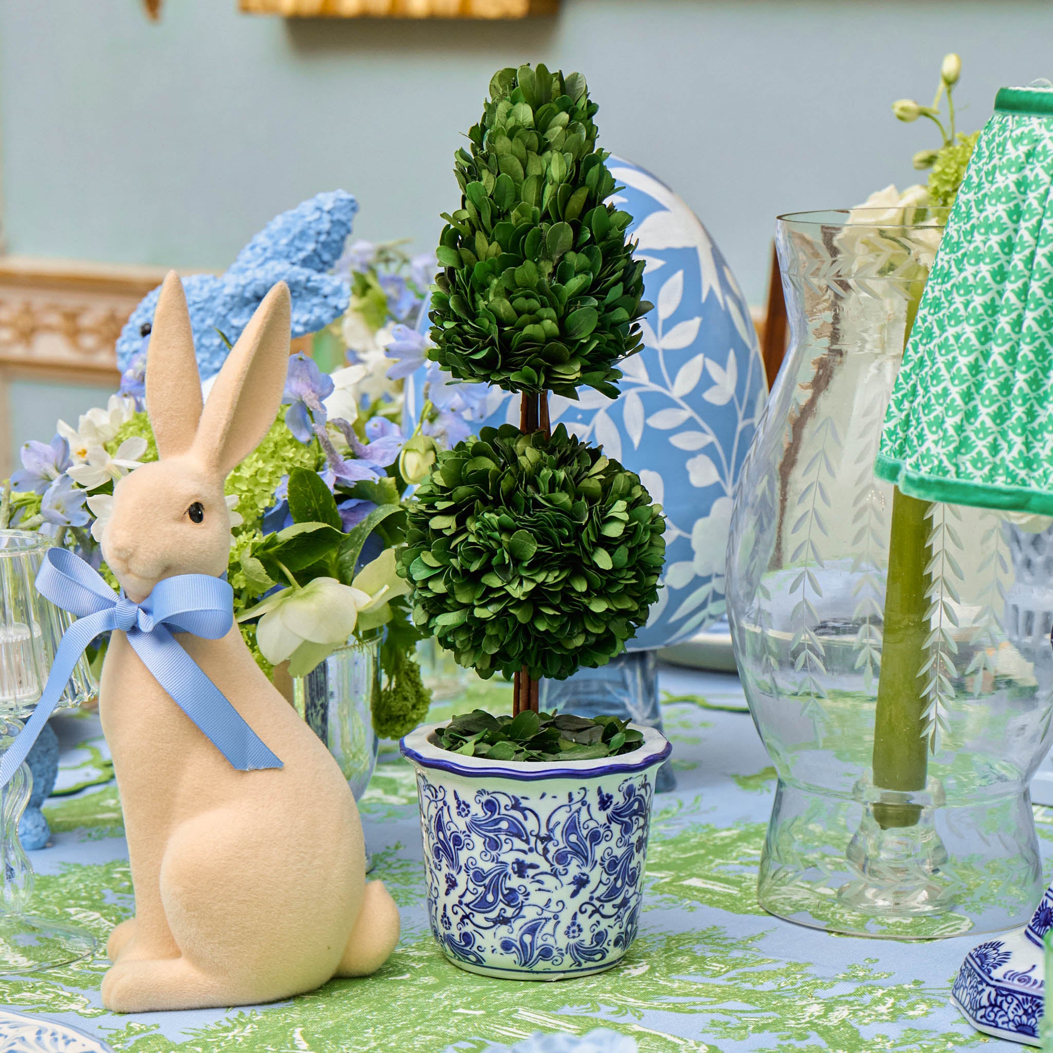 Chinoiserie Potted Boxwood Tree (Pair)