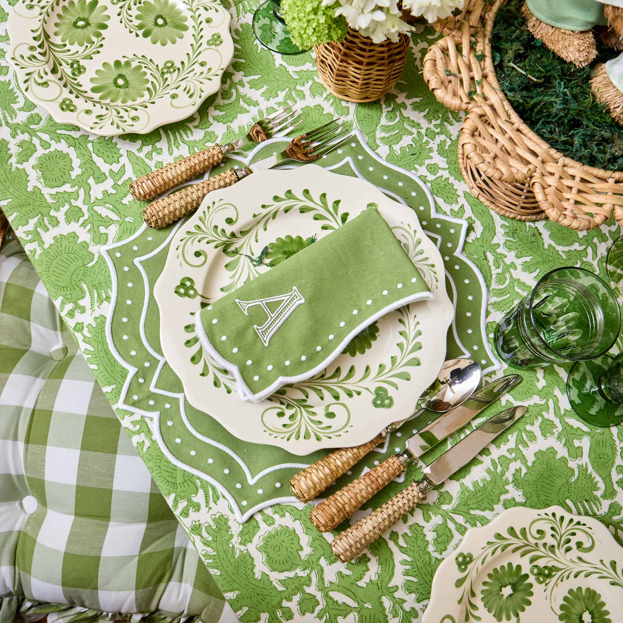 Celestria Green Placemats & Napkins (Set of 4)