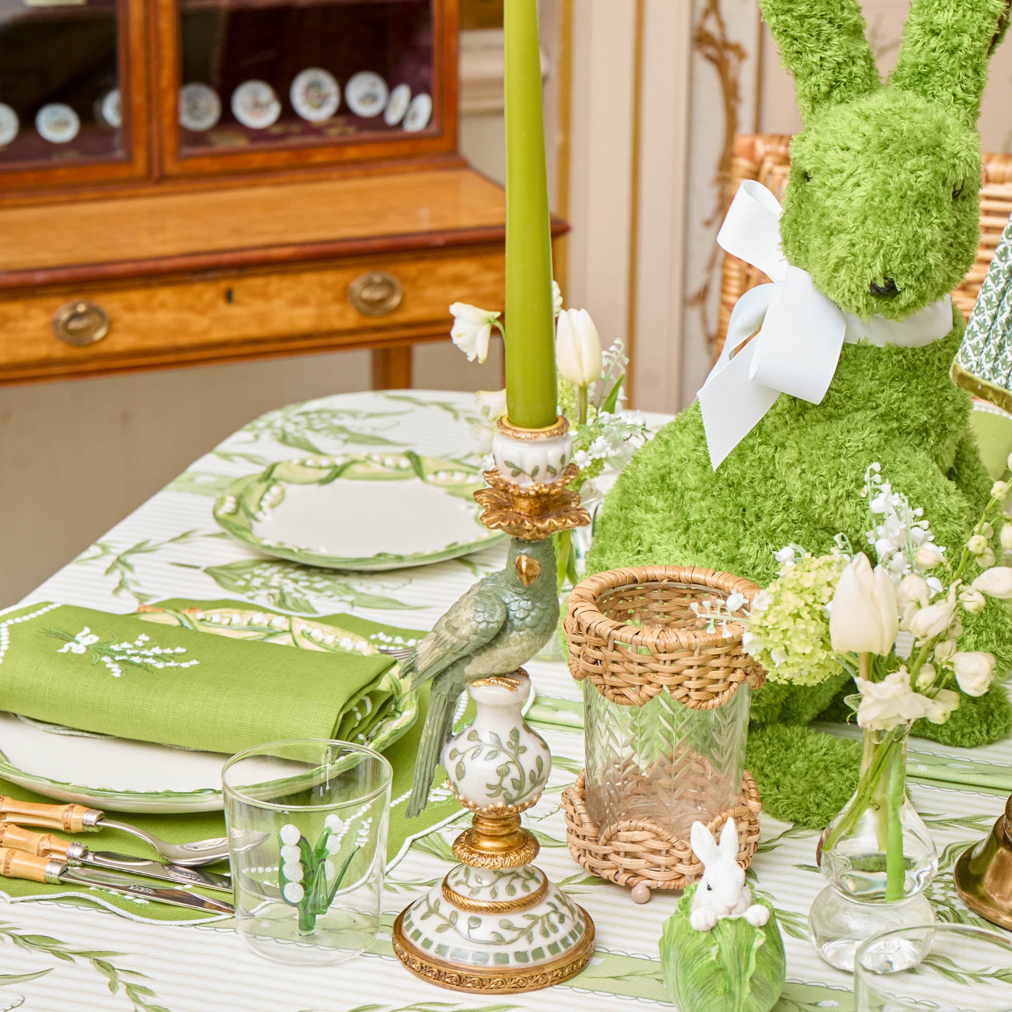 Small Olive Parrot Candle Holder (Pair)