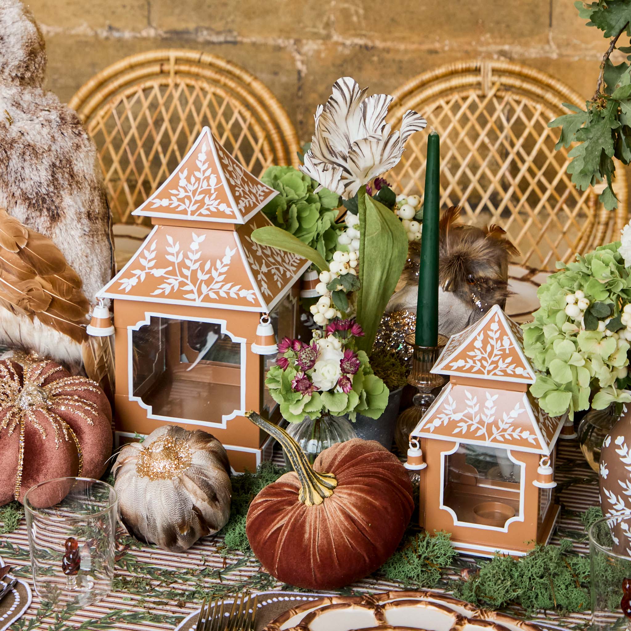 Caramel Chinoiserie Pagoda Lantern