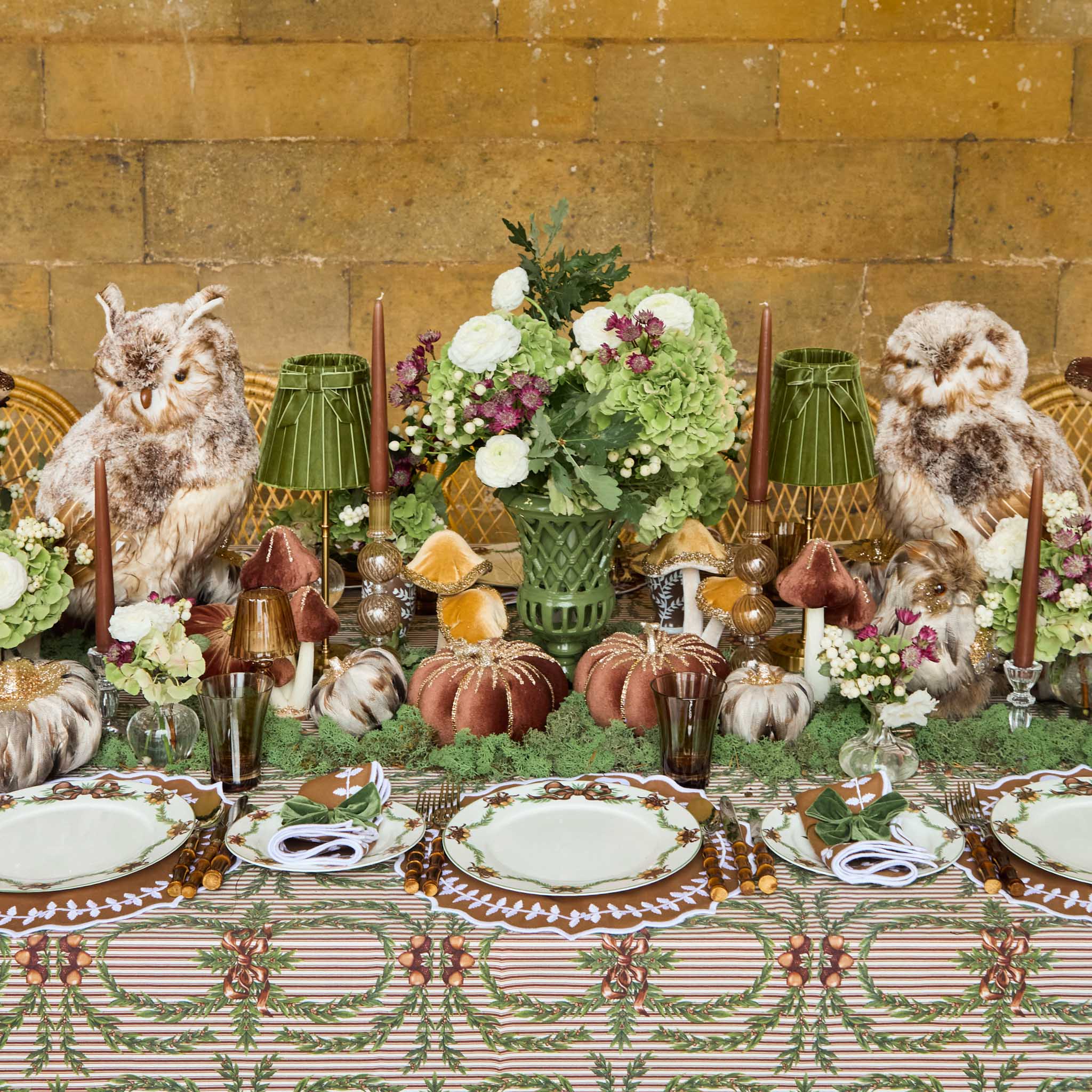 Tall Chocolate Glitter Velvet Mushroom (Pair) - 25cm