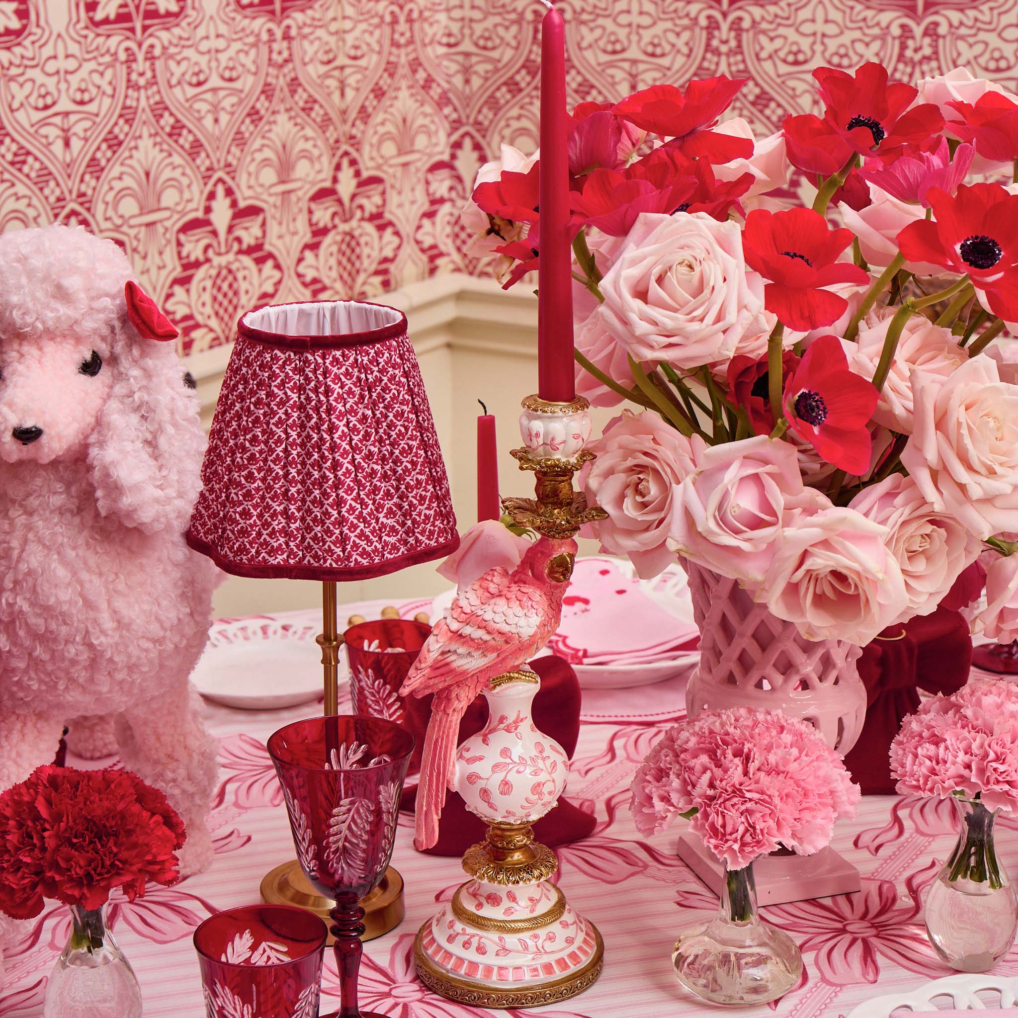 Pink Parrot Candle Holder (Pair)