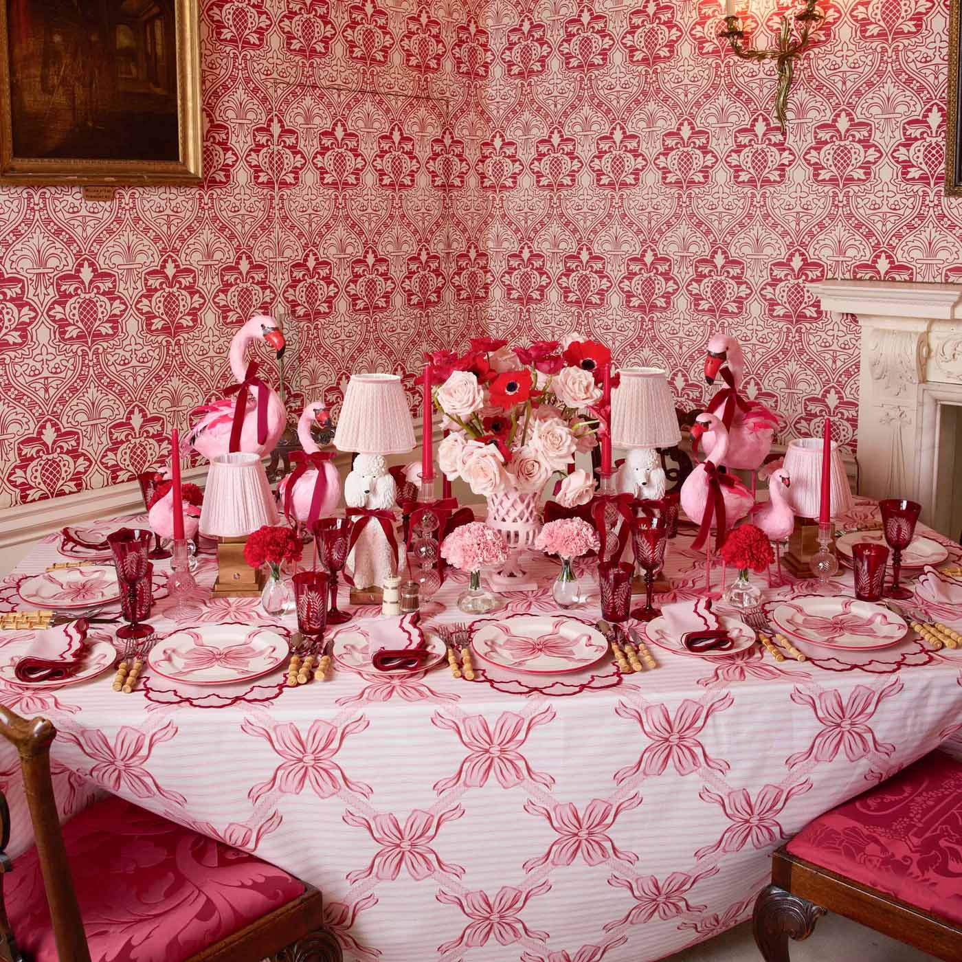 Fifi Poodle Rechargeable Lamp with Pink Lotus Shade (18cm)