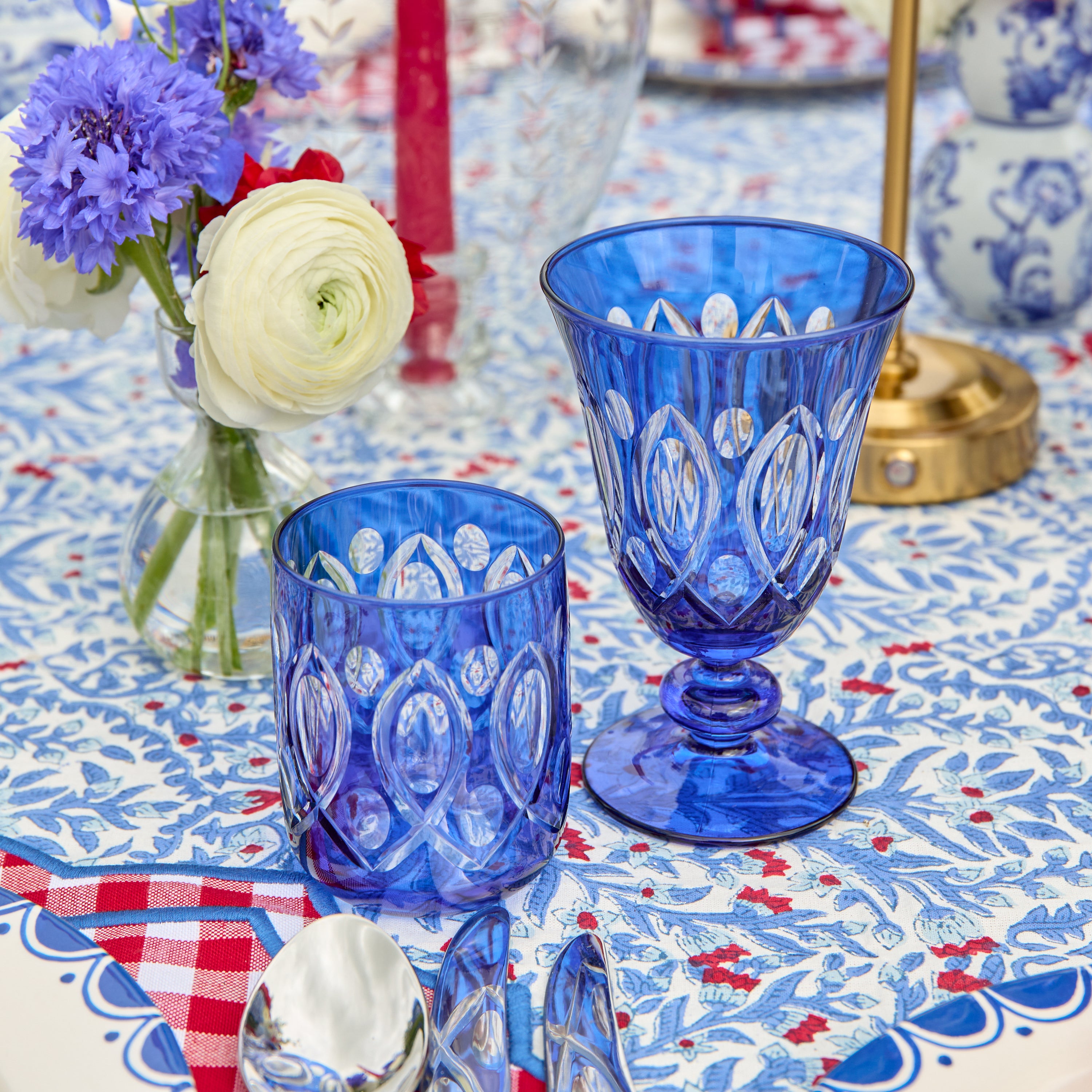 Cobalt Carolyn Engraved Water Glasses (Set of 4)