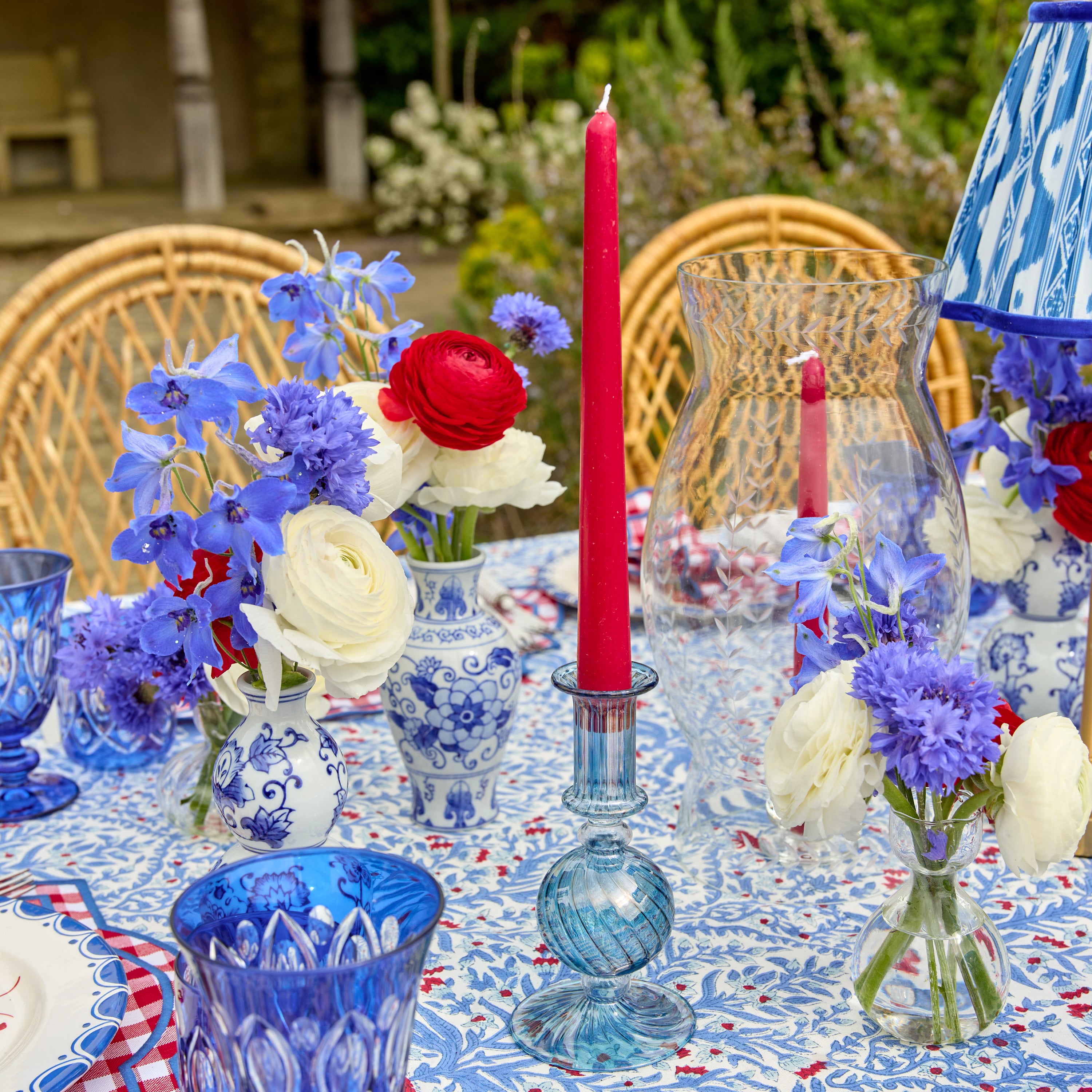 Small Camille Azure Candle Holders (Pair)