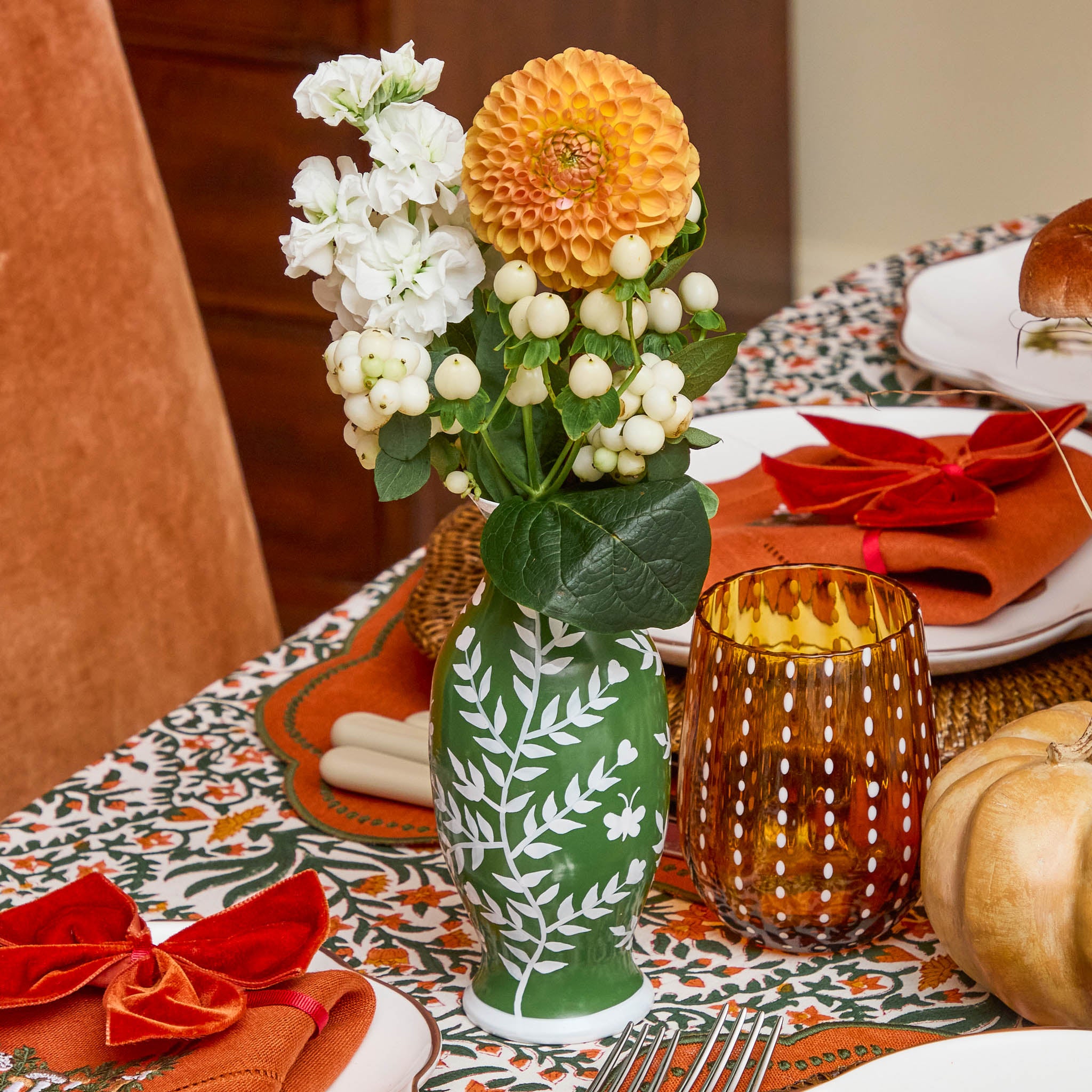 Olive Hand Painted Tole Bud Vases (Set of 3)