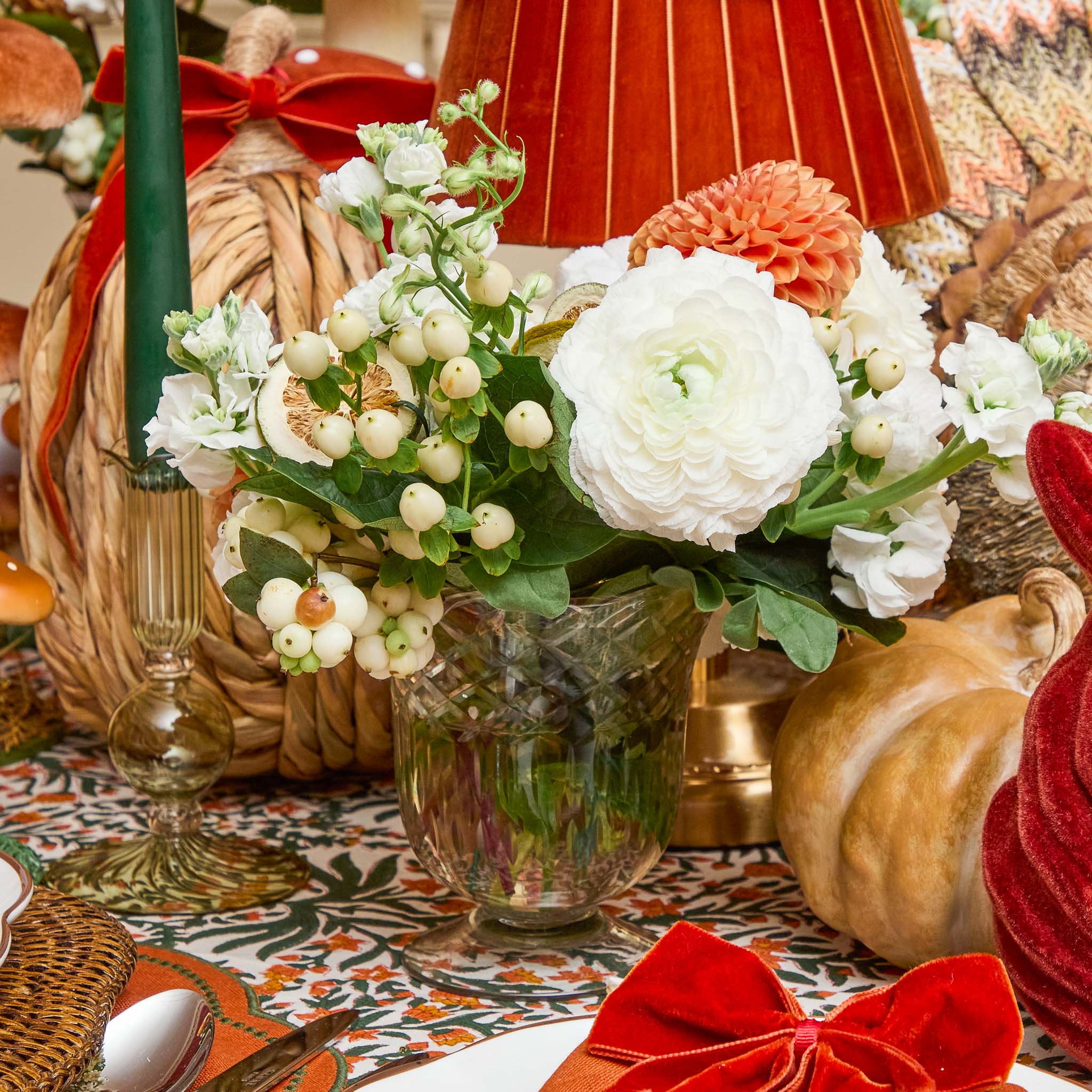 Scalloped Engraved Glass Vase