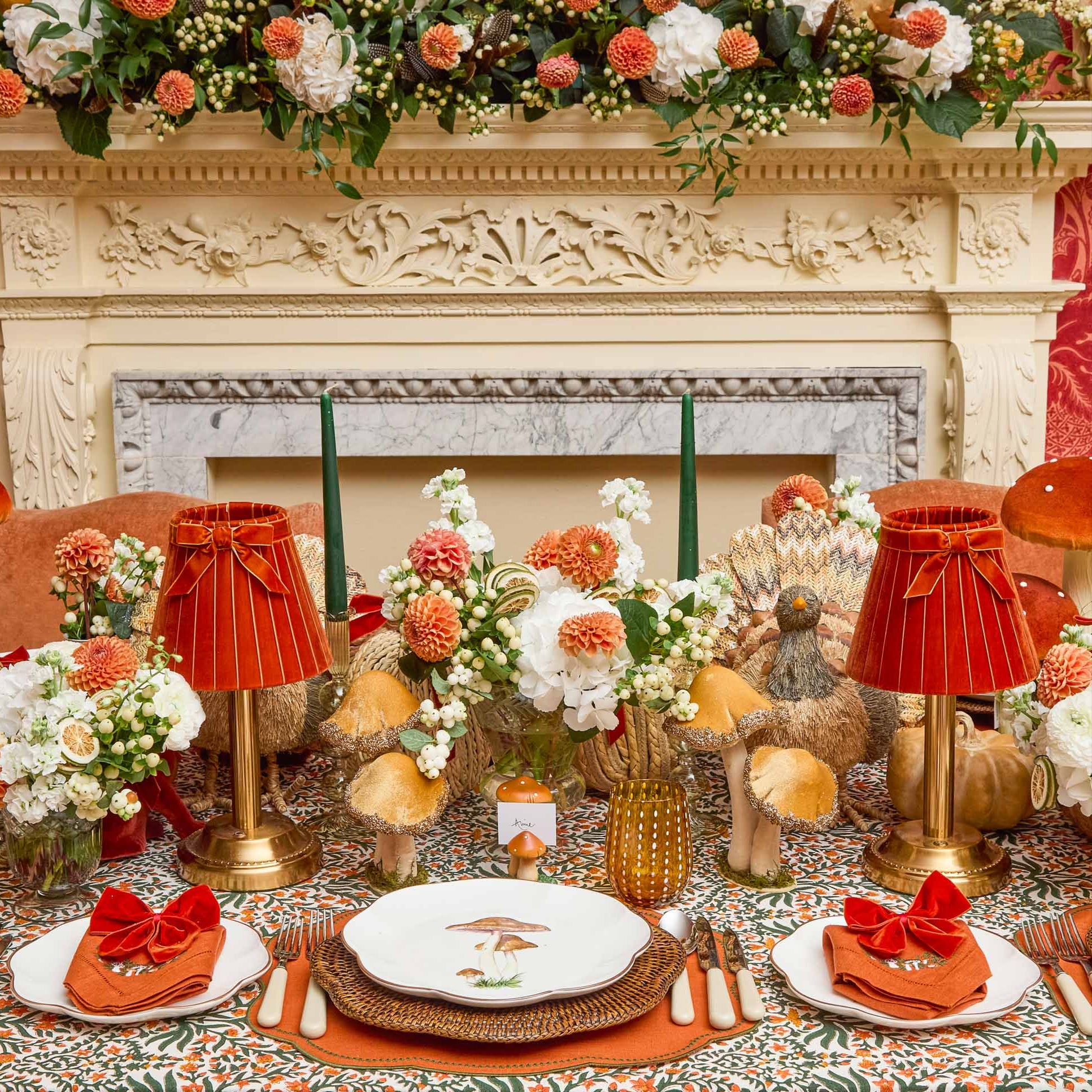 Burnt Orange Velvet Bow Lampshade (18cm)