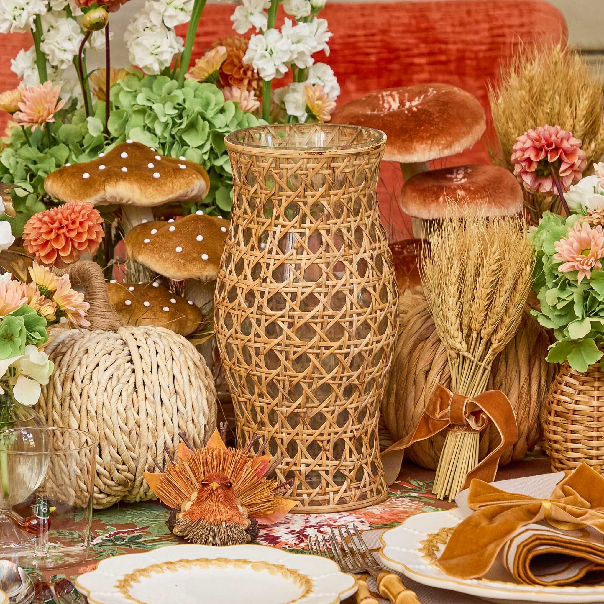 Rattan Hurricane Lantern (Pair)