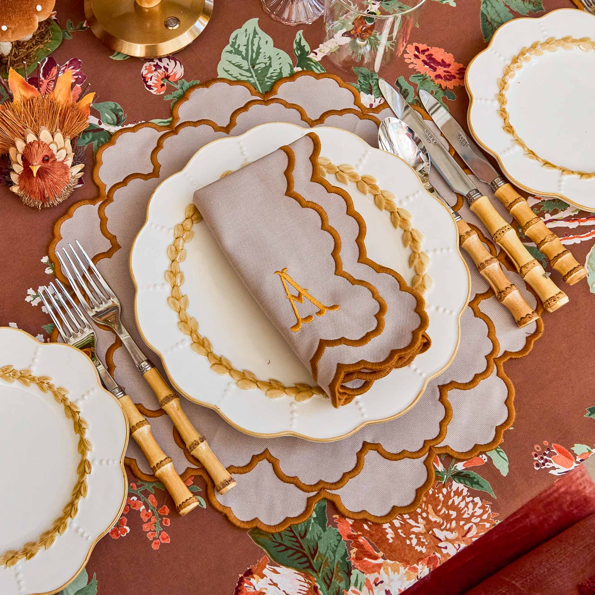 Lily Taupe & Mustard Napkins (Set of 4)