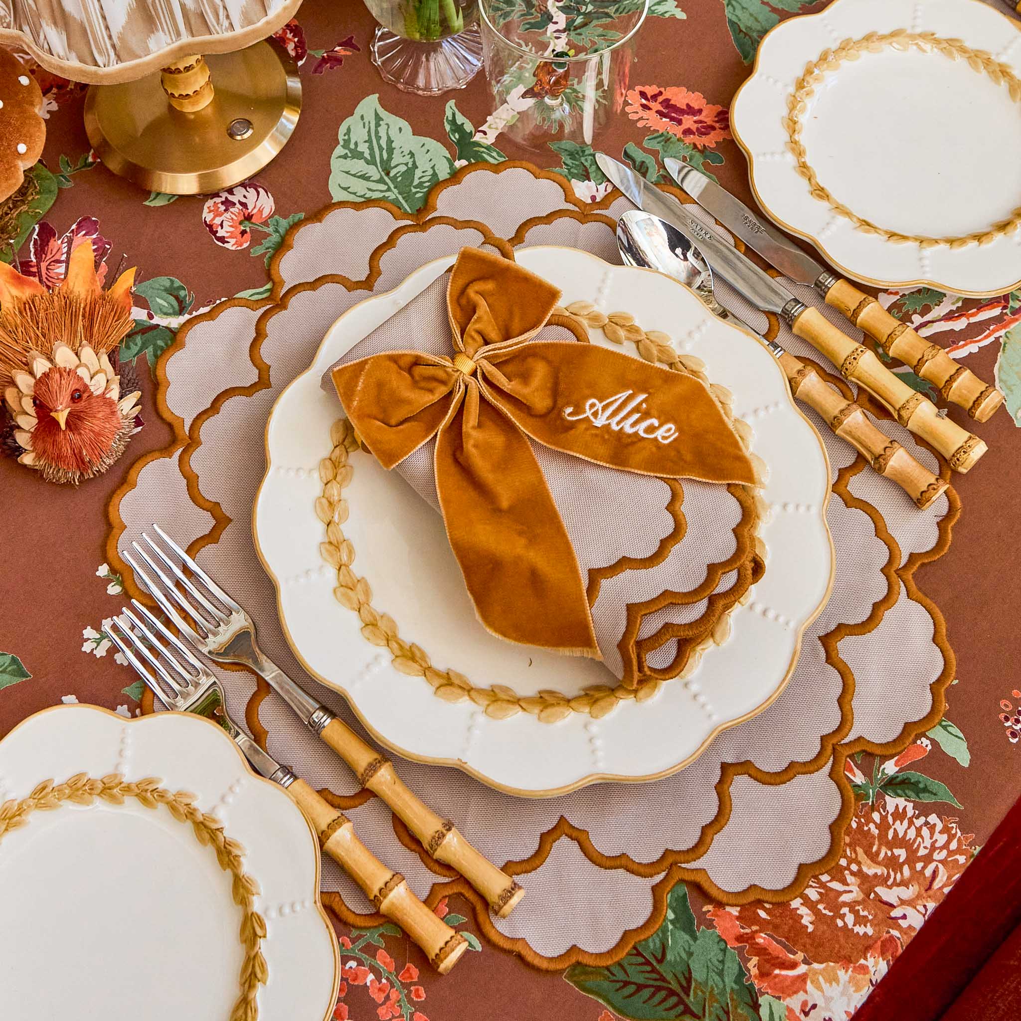 Lily Taupe & Mustard Placemats (Set of 4)