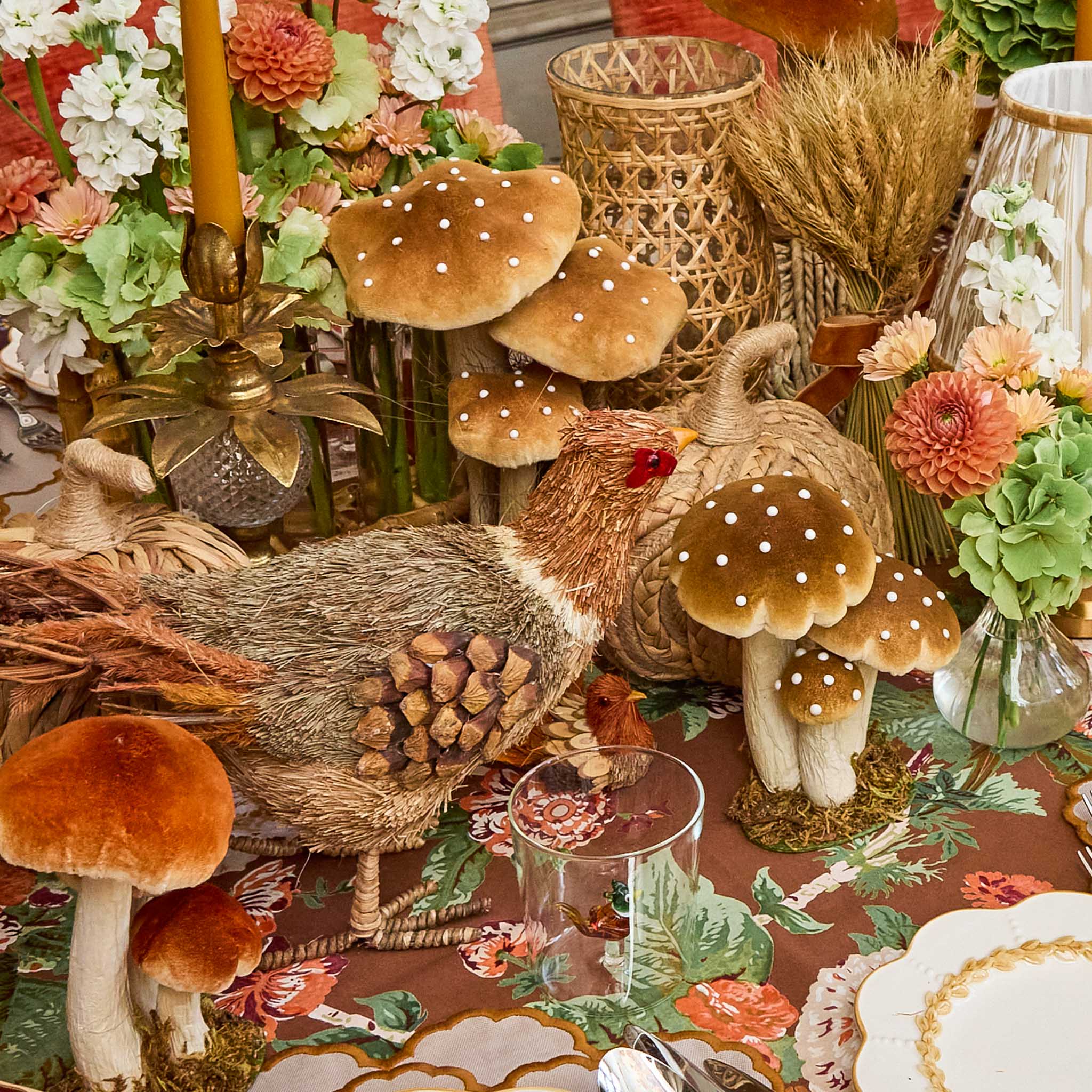 Tall Caramel Spotted Mushrooms (Set of 3)