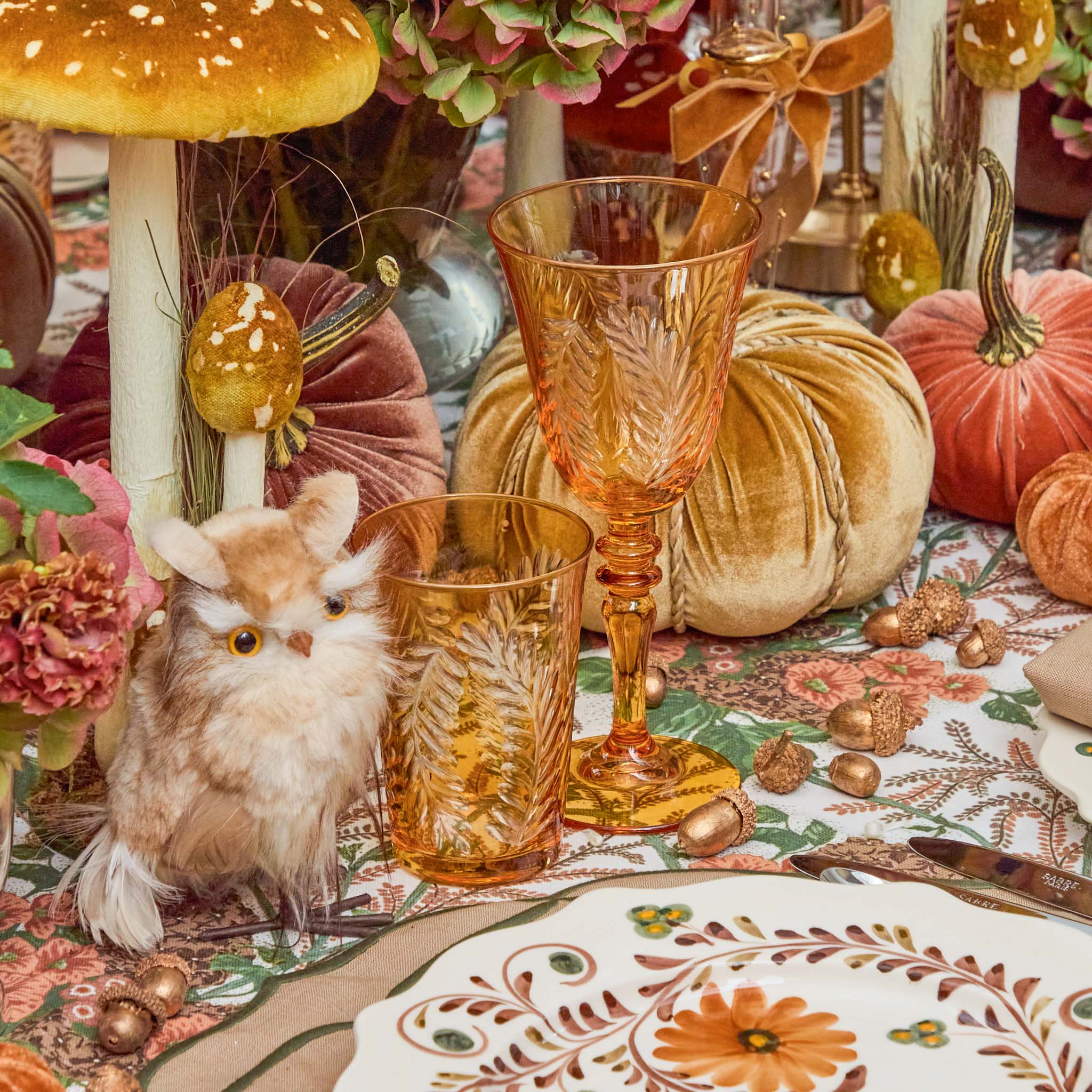 Brigitte Amber Garland Engraved Glasses (Set of 4)