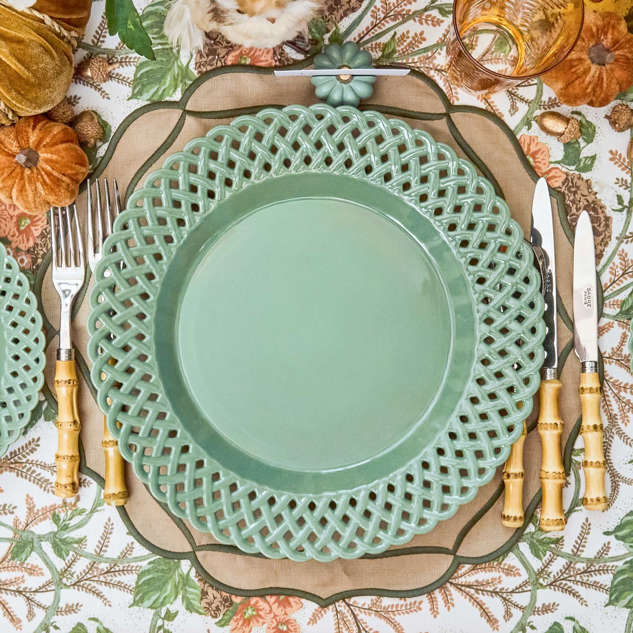 Sage Basketweave Dinner Plates (Set of 4)