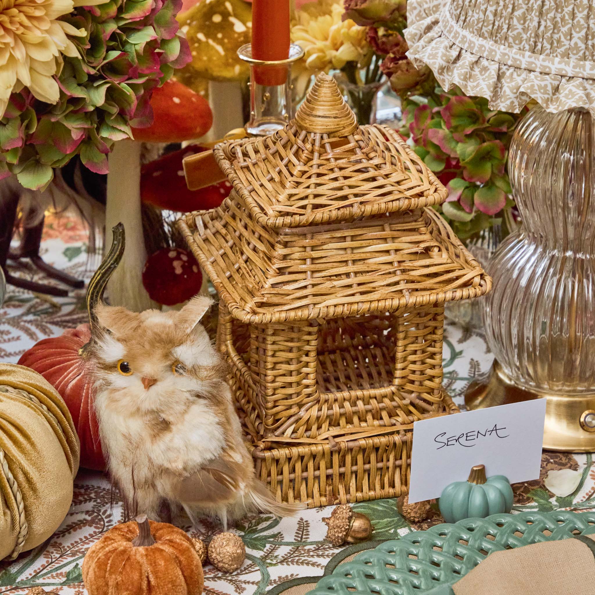 Natural Rattan Pagoda Lantern Set