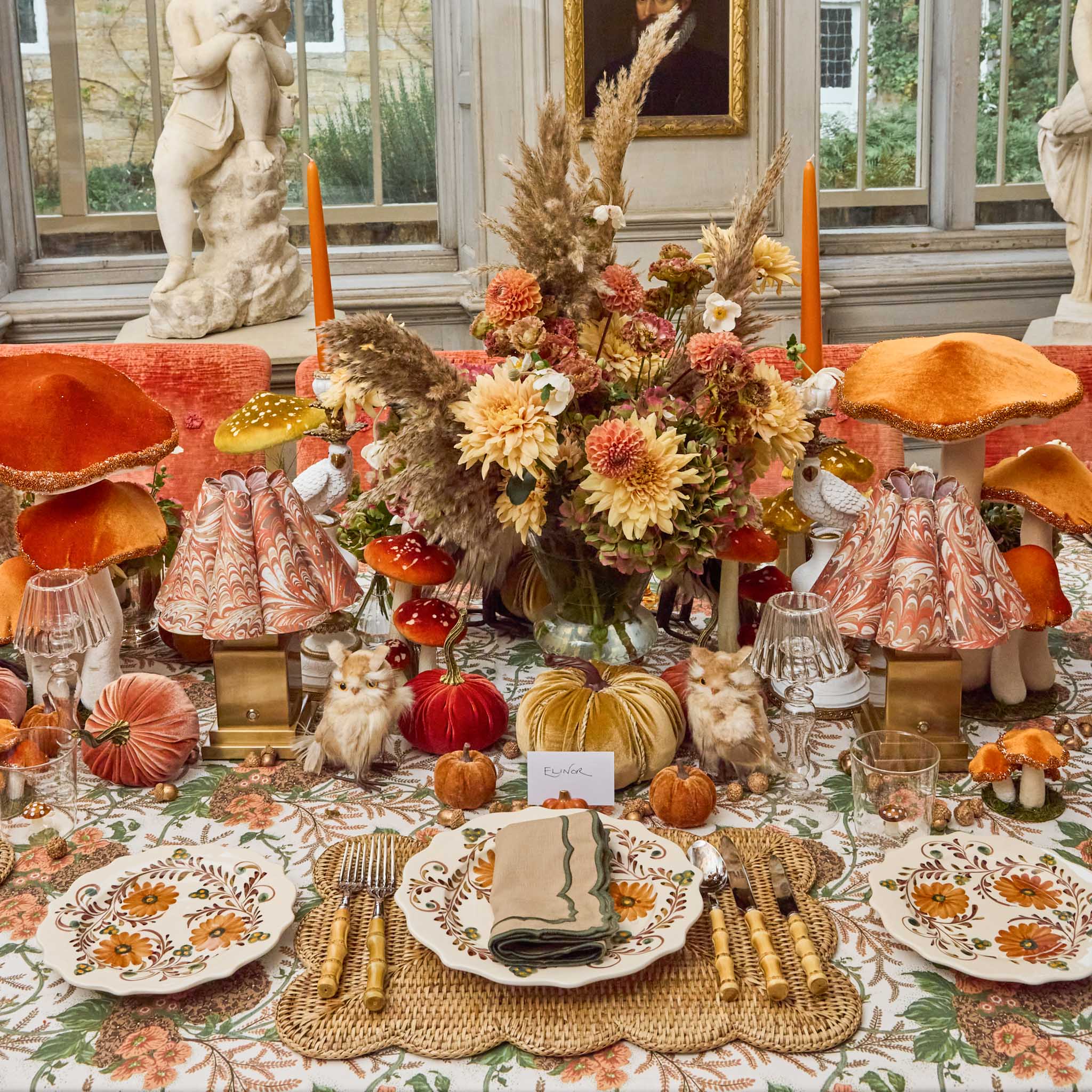 Rectangular Scalloped Rattan Placemats (Set of 4)