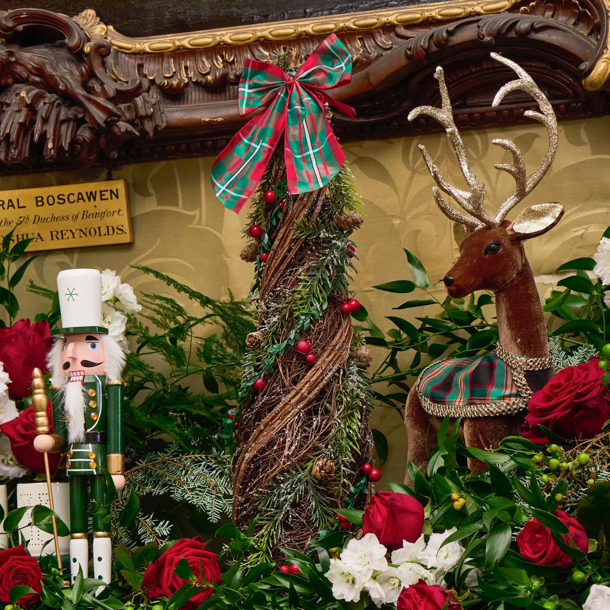 Decorative Festive Tree with Red & Green Tartan Bow