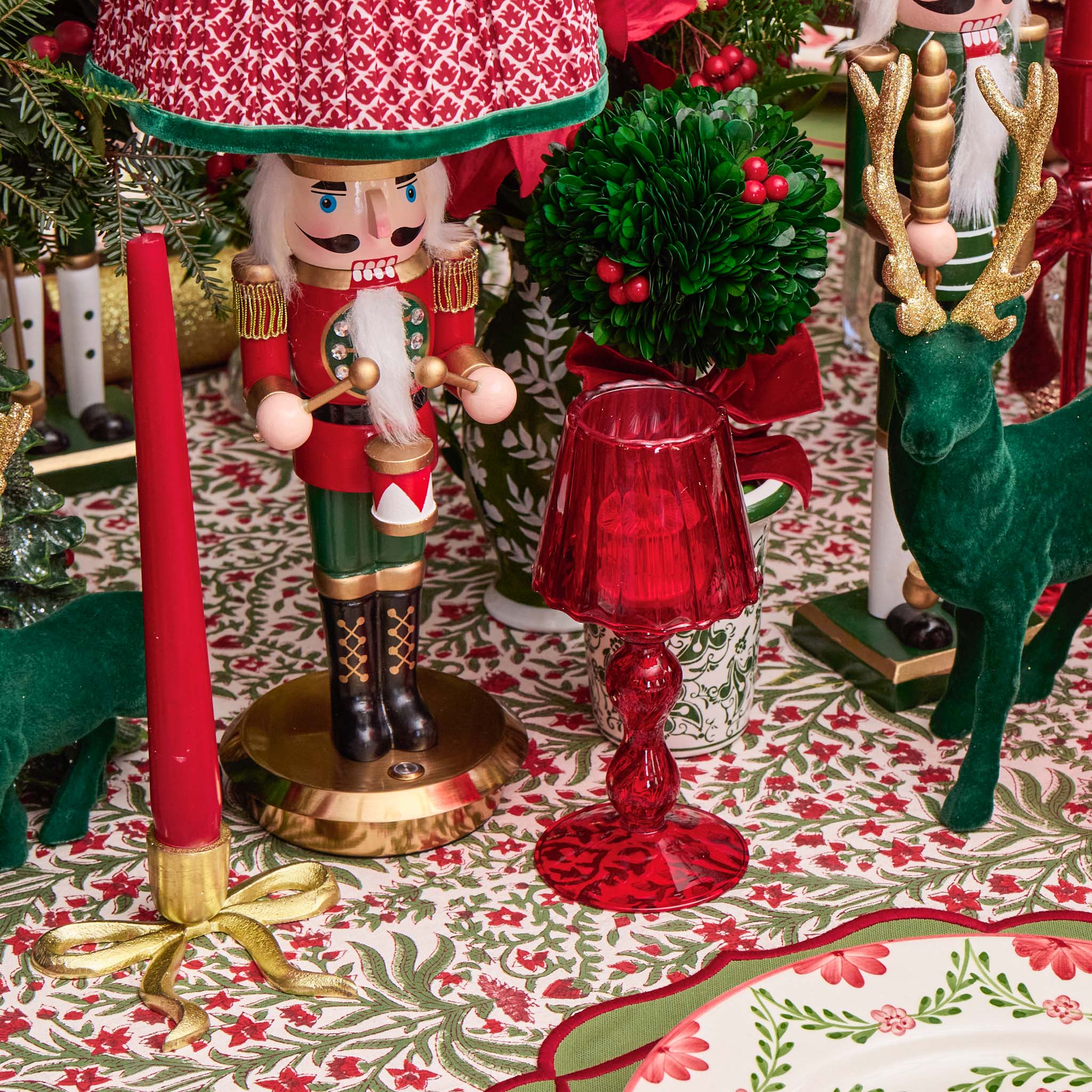 Red Glass Lantern Tea Light Holder (Pair) - 18 cm