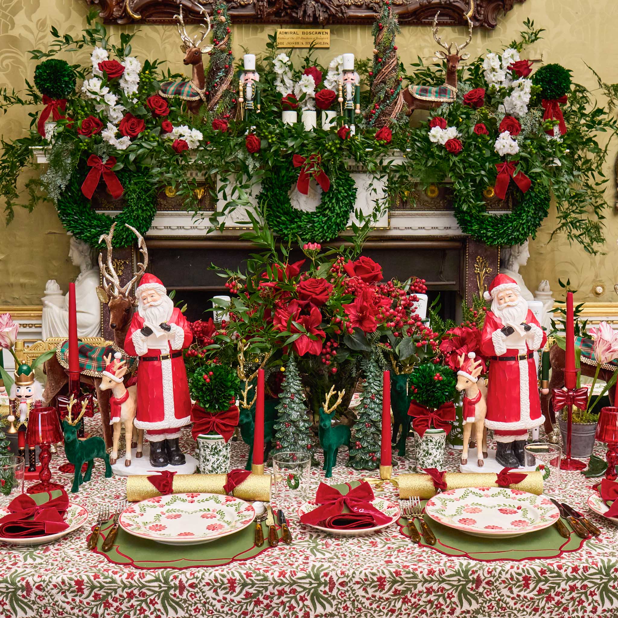 Santa with Rudolph Figurine (Pair)