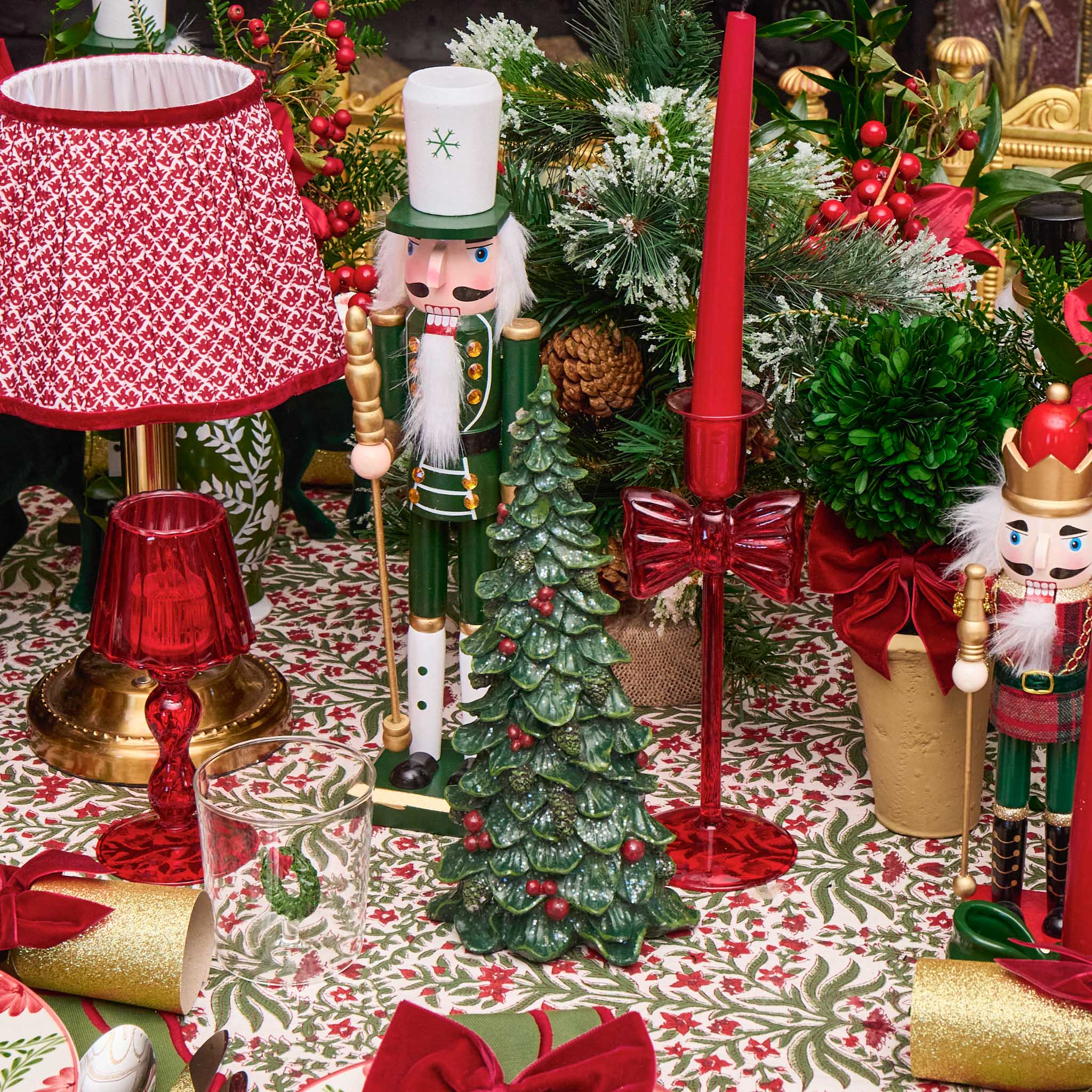 Celine Red Glass Bow Candle Holder (Pair)