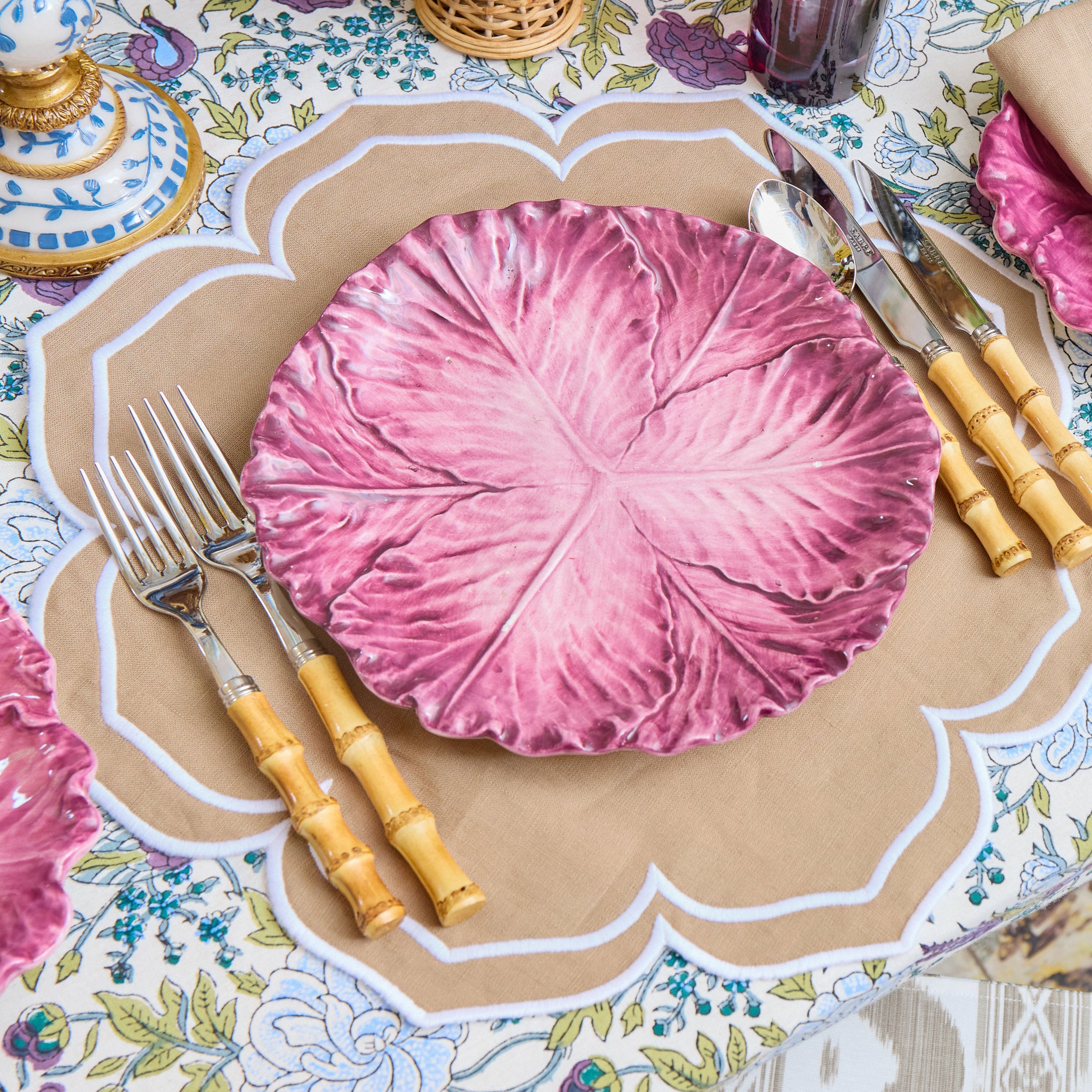★希少 Saint Clement サン クレマン 蓋付き キャセロールボウル★ Aubergine Serena Cabbage Dinner Plates (Set of 4)