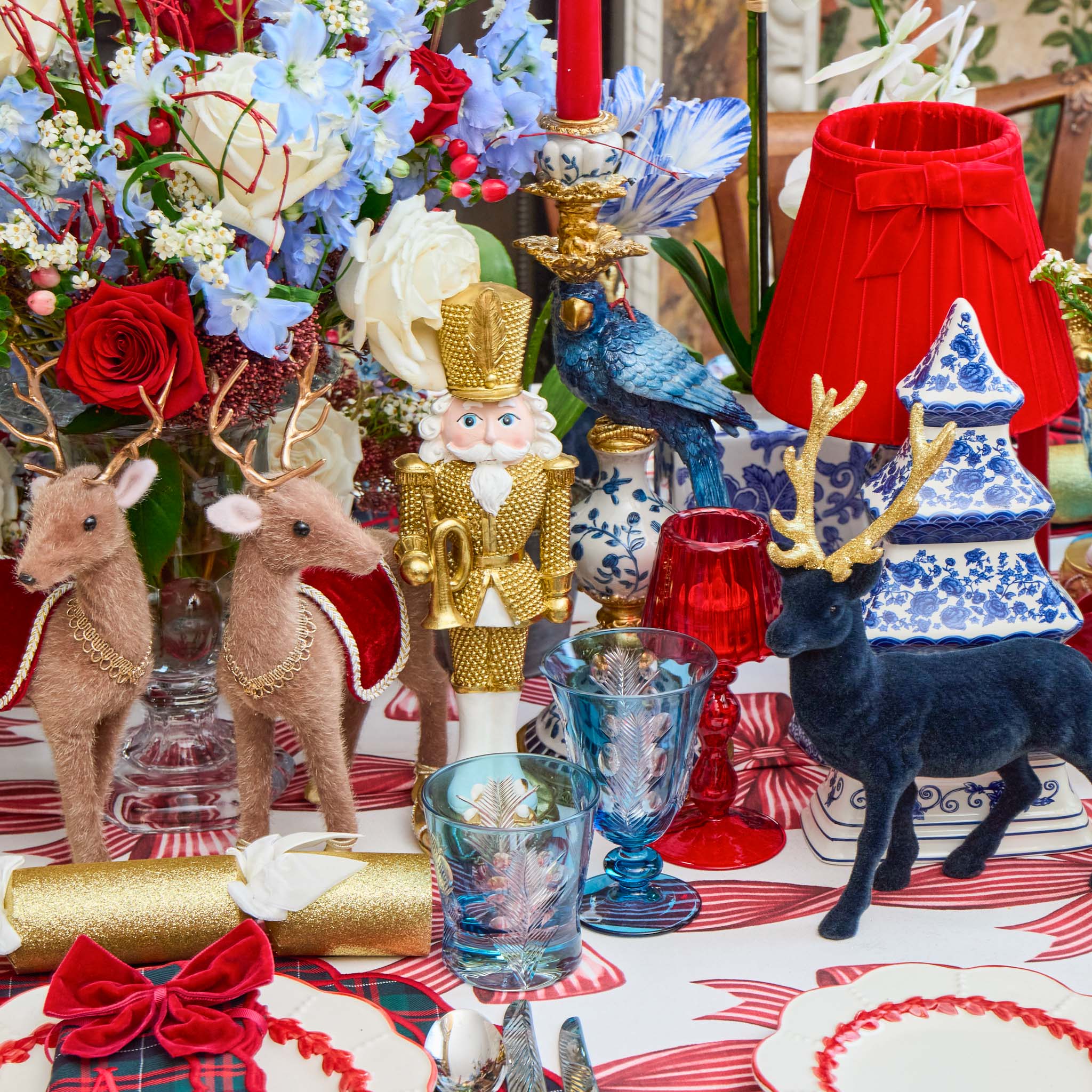 Blue Fern Engraved Water Glasses (Set of 4)