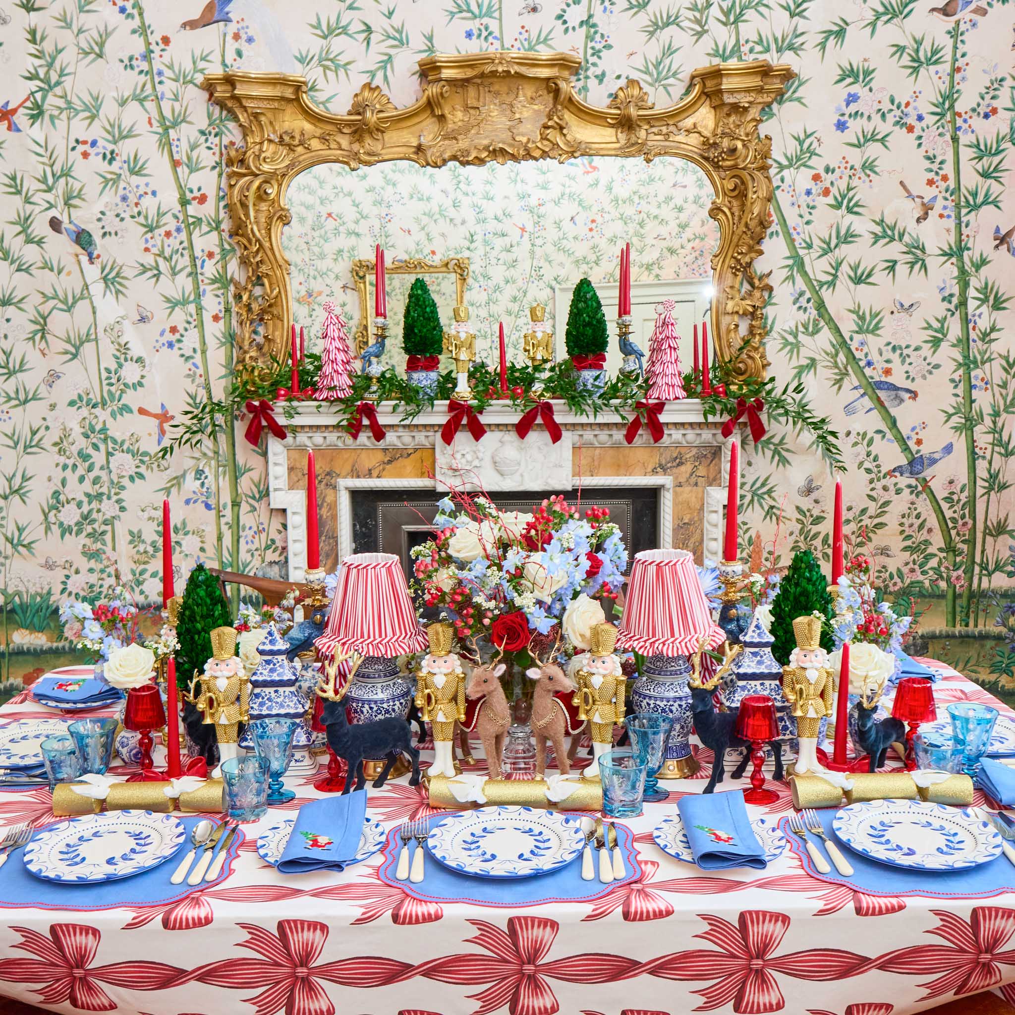 Eloise Blue & Red Placemats & Father Christmas Napkins (Set of 4)