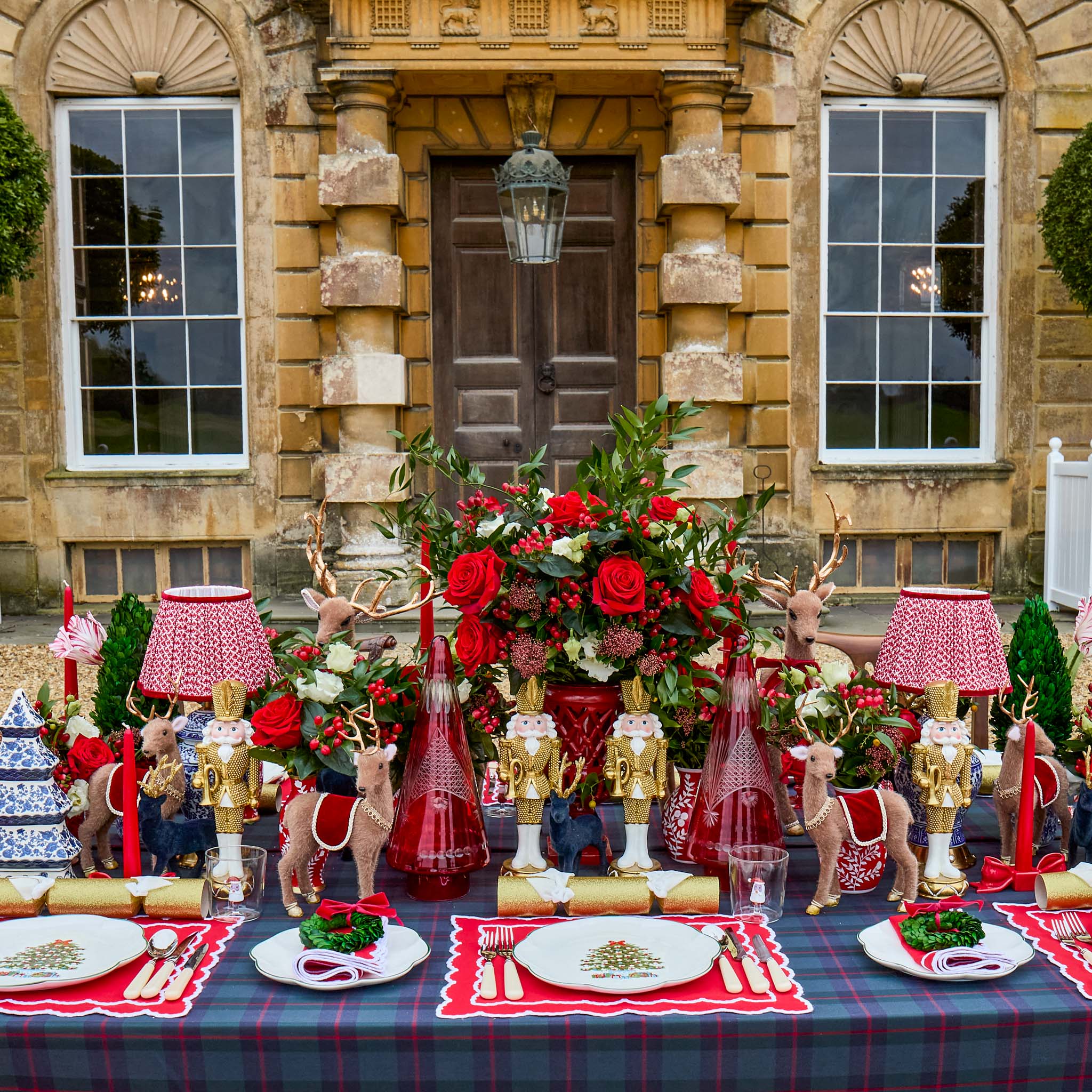 Red Glass Engraved Tree (Pair)