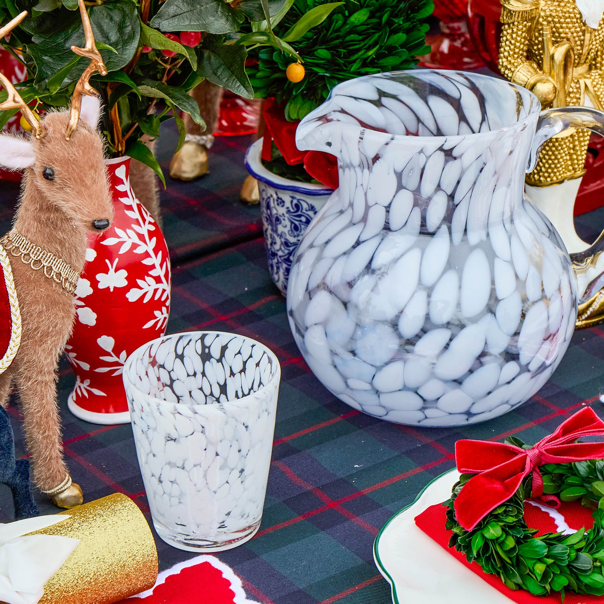 T*a様 フランツコレクション　クリスタルクリスマスシリーズ皿 Dappled White Glasses & Jug Set
