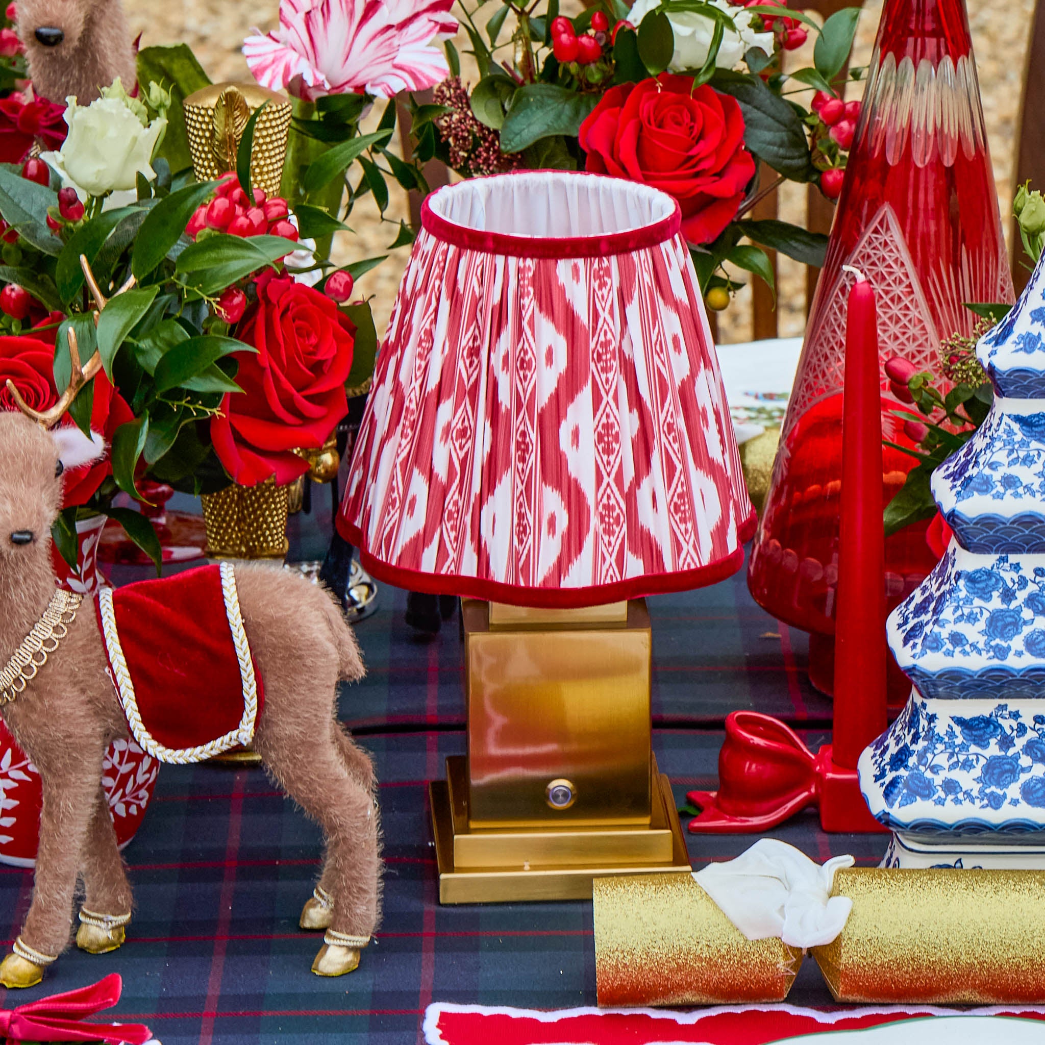 Red Ikat Lampshade (18cm)
