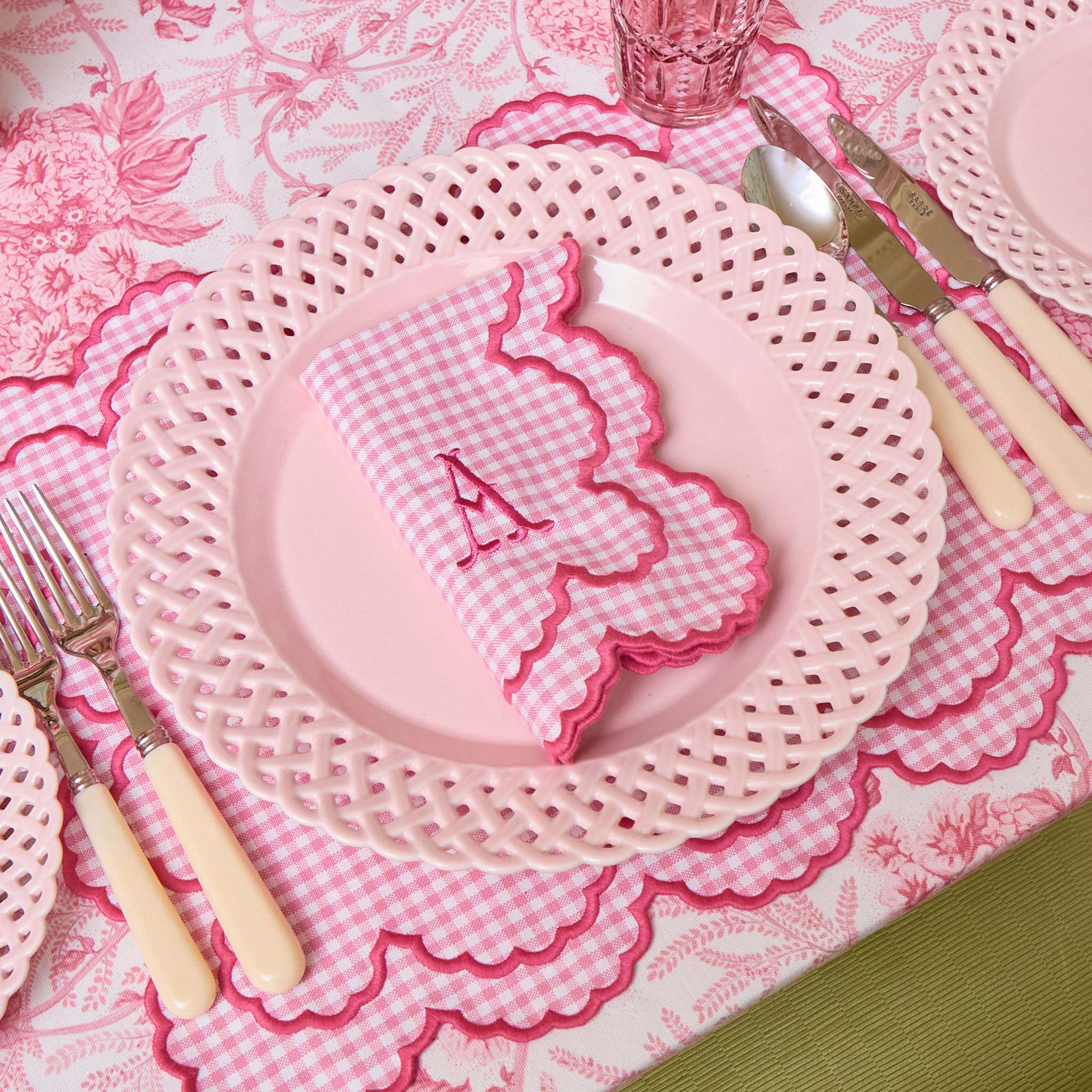 Charlotte Pink Gingham Placemats & Napkins (Set of 4)