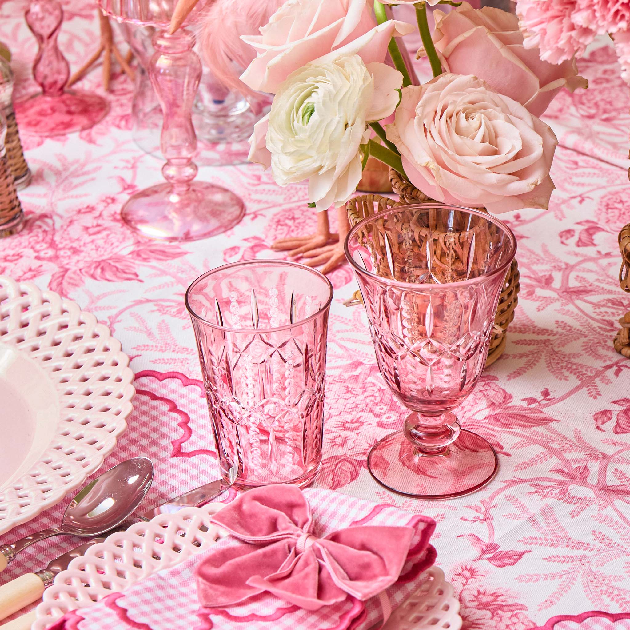 Pink Chloe Engraved Glassware (Set of 8)