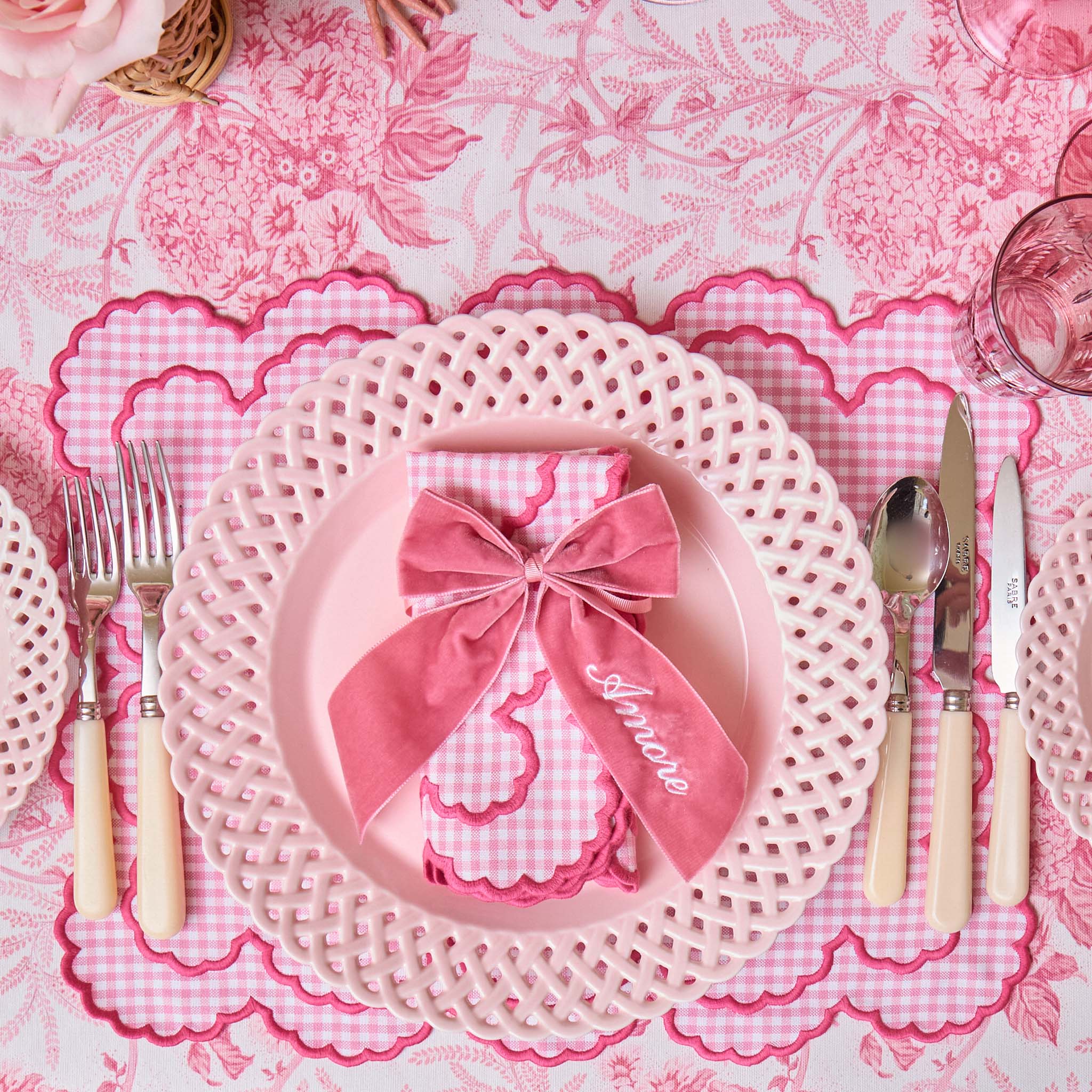 Charlotte Pink Gingham Placemats (Set of 4)