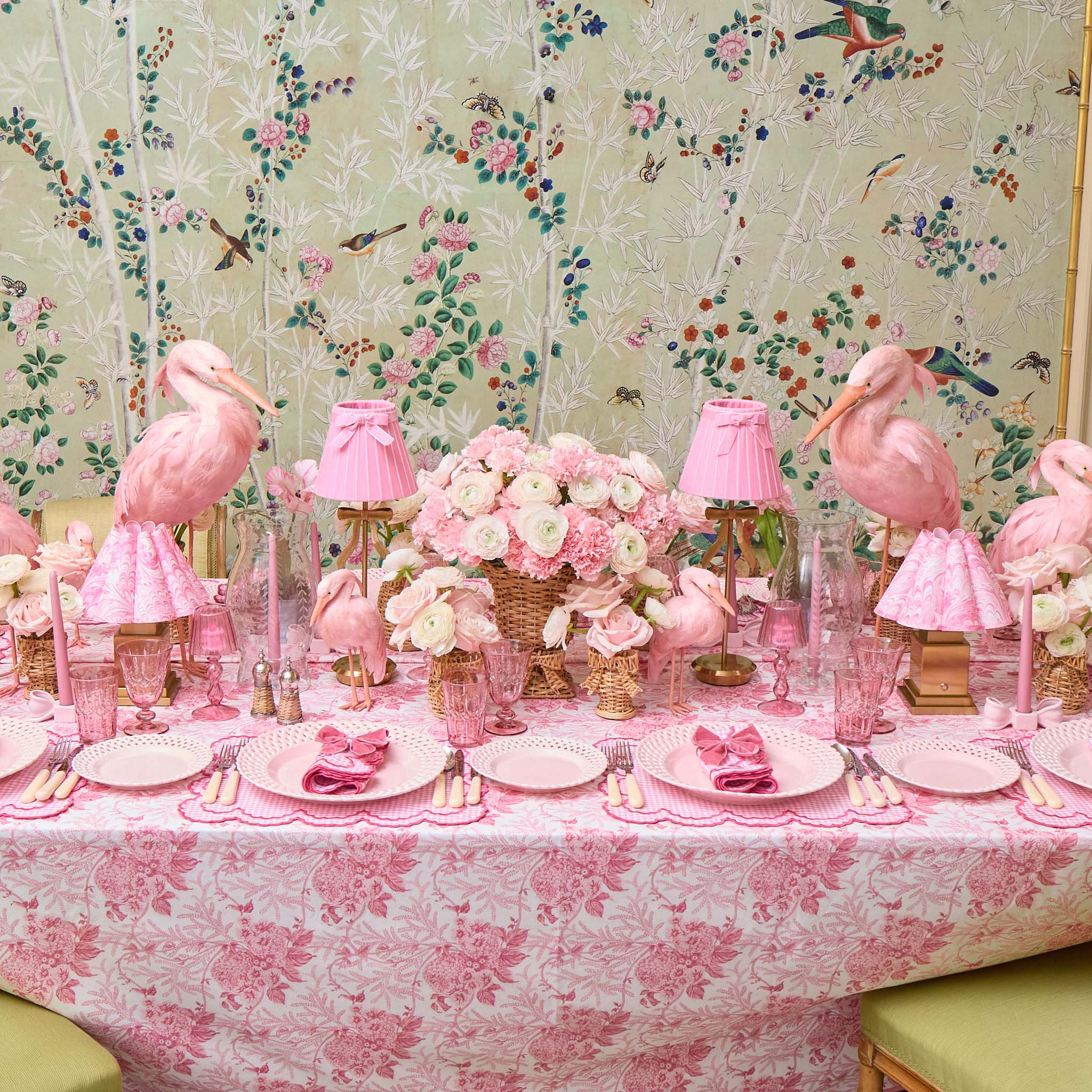 Square Rechargeable Lamp with Pink Estella Shade (22cm)