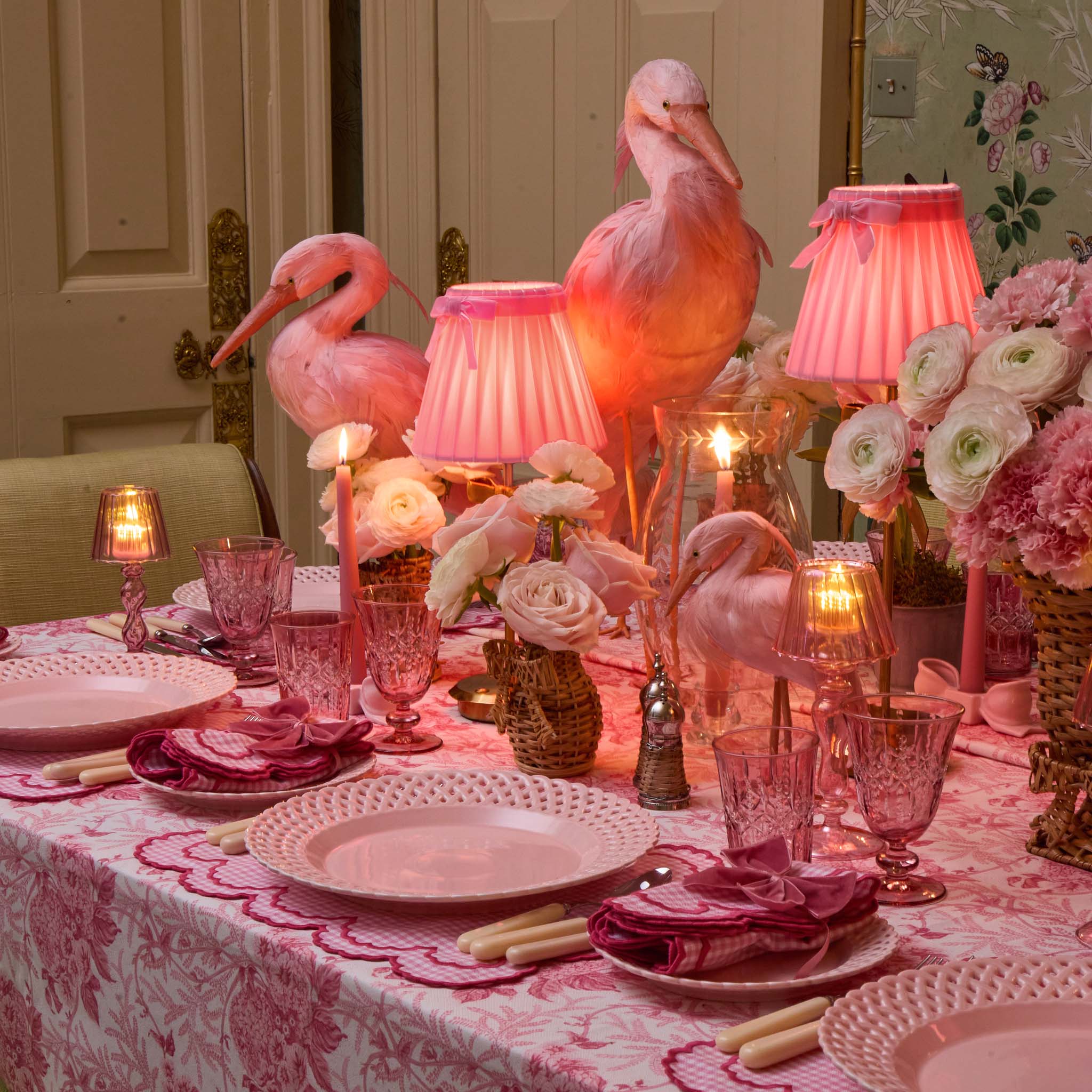 Pink Velvet Bow Lampshade (18cm)