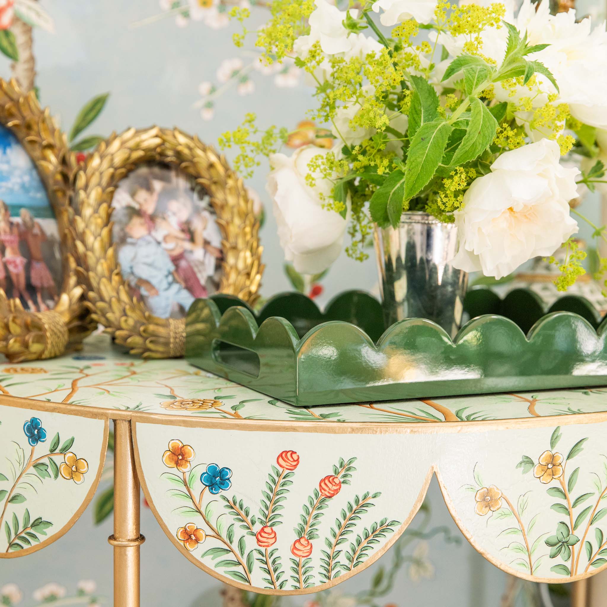 Small Olive Scalloped Lacquer Tray