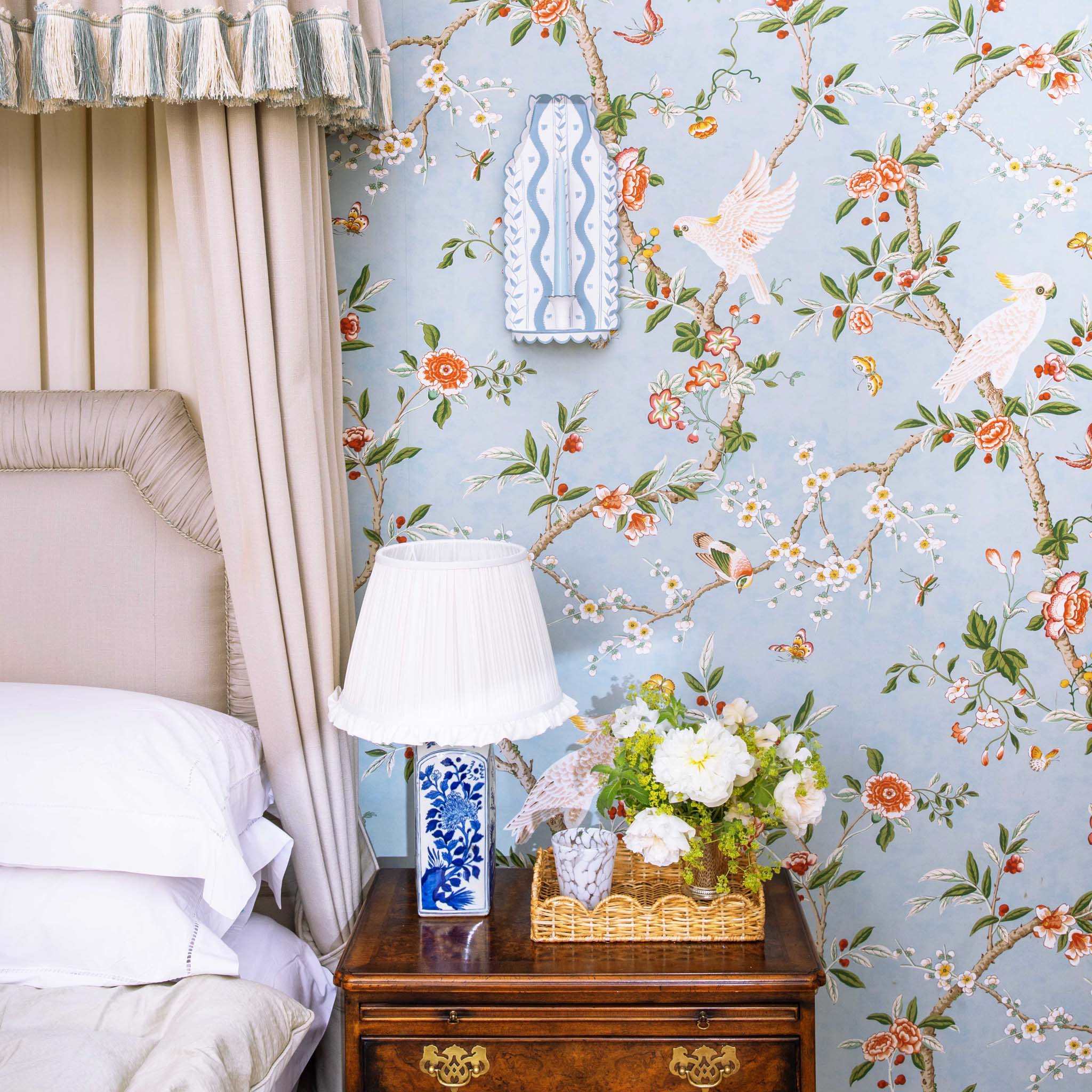 Blue Ikat Tole Candle Sconce