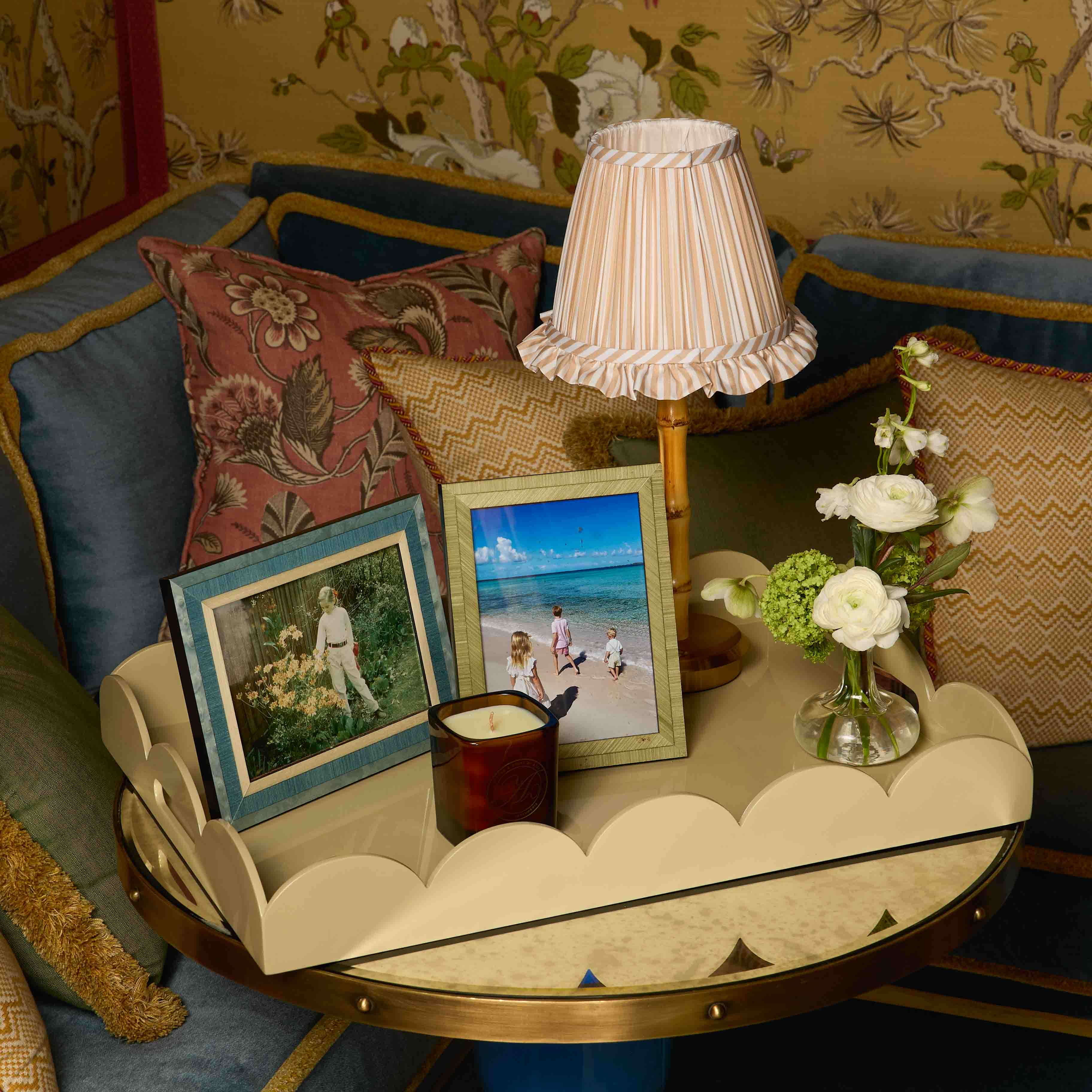 Putty Lacquer Scalloped Tray