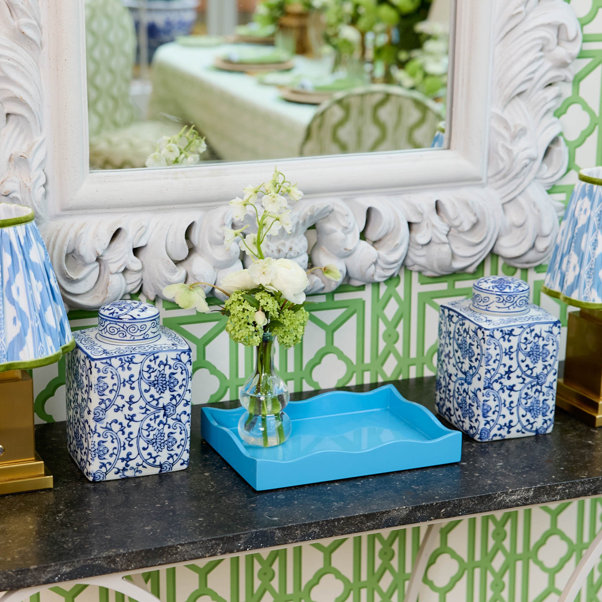 Small Blue Lacquer Wave Tray