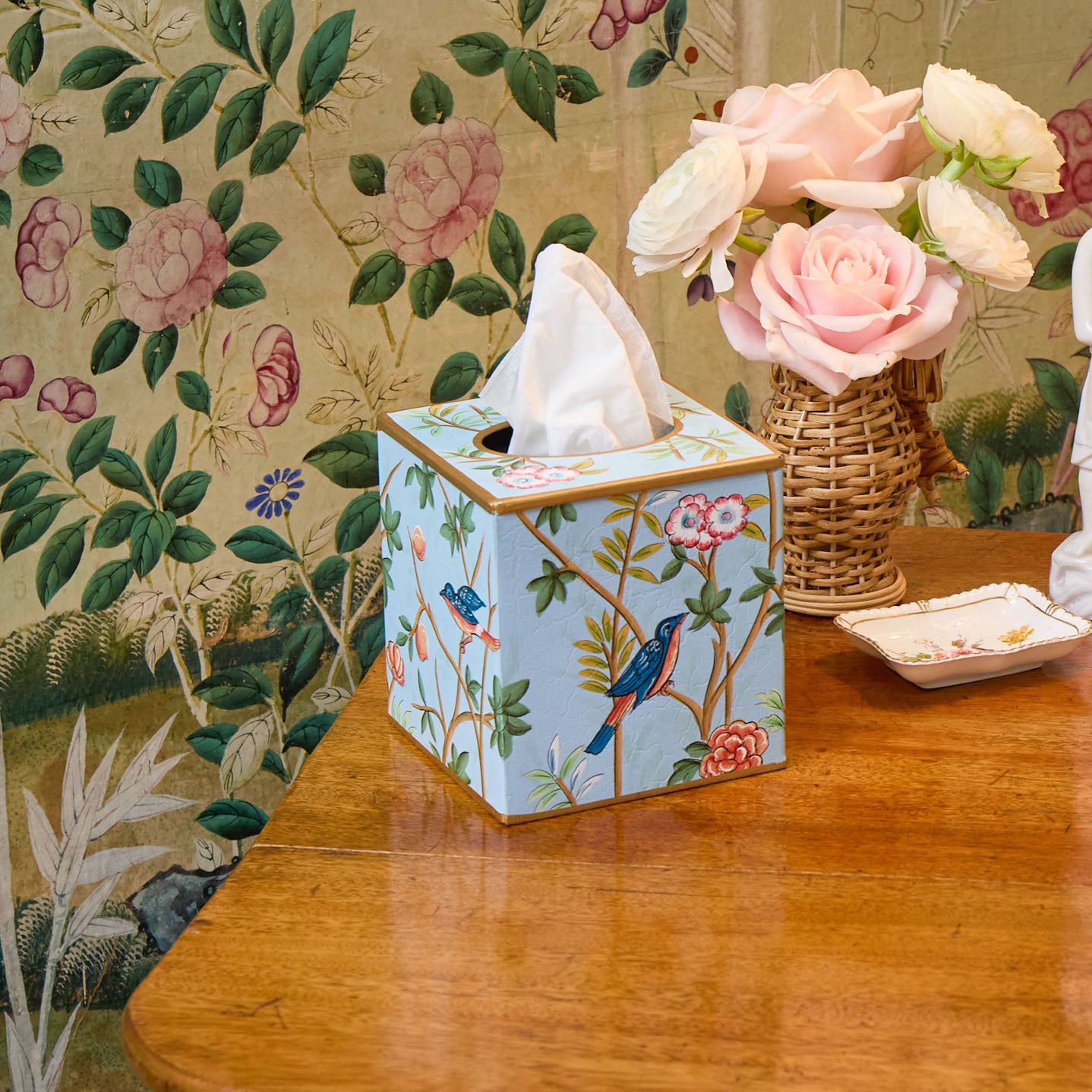 Blue Chinoiserie Tole Tissue Box