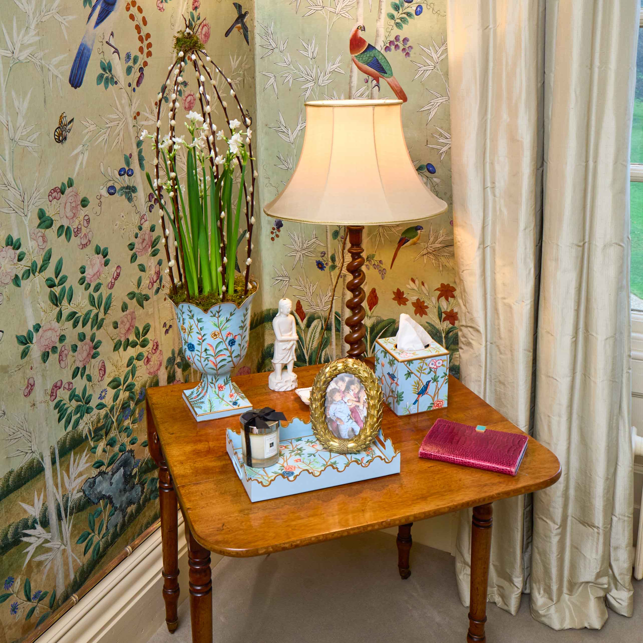 Blue Chinoiserie Tole Tissue Box