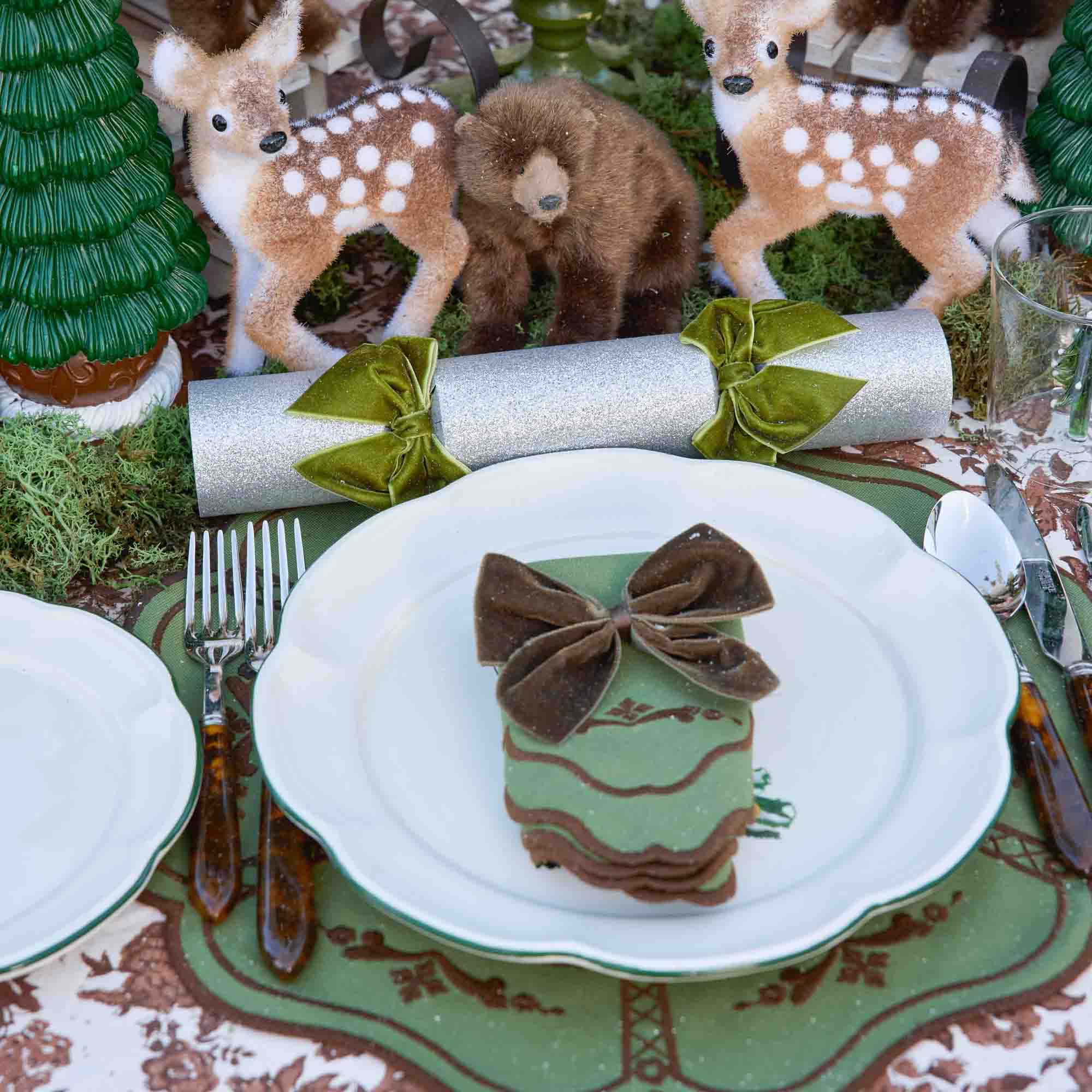 Doris Green & Chocolate Napkins (Set of 4)