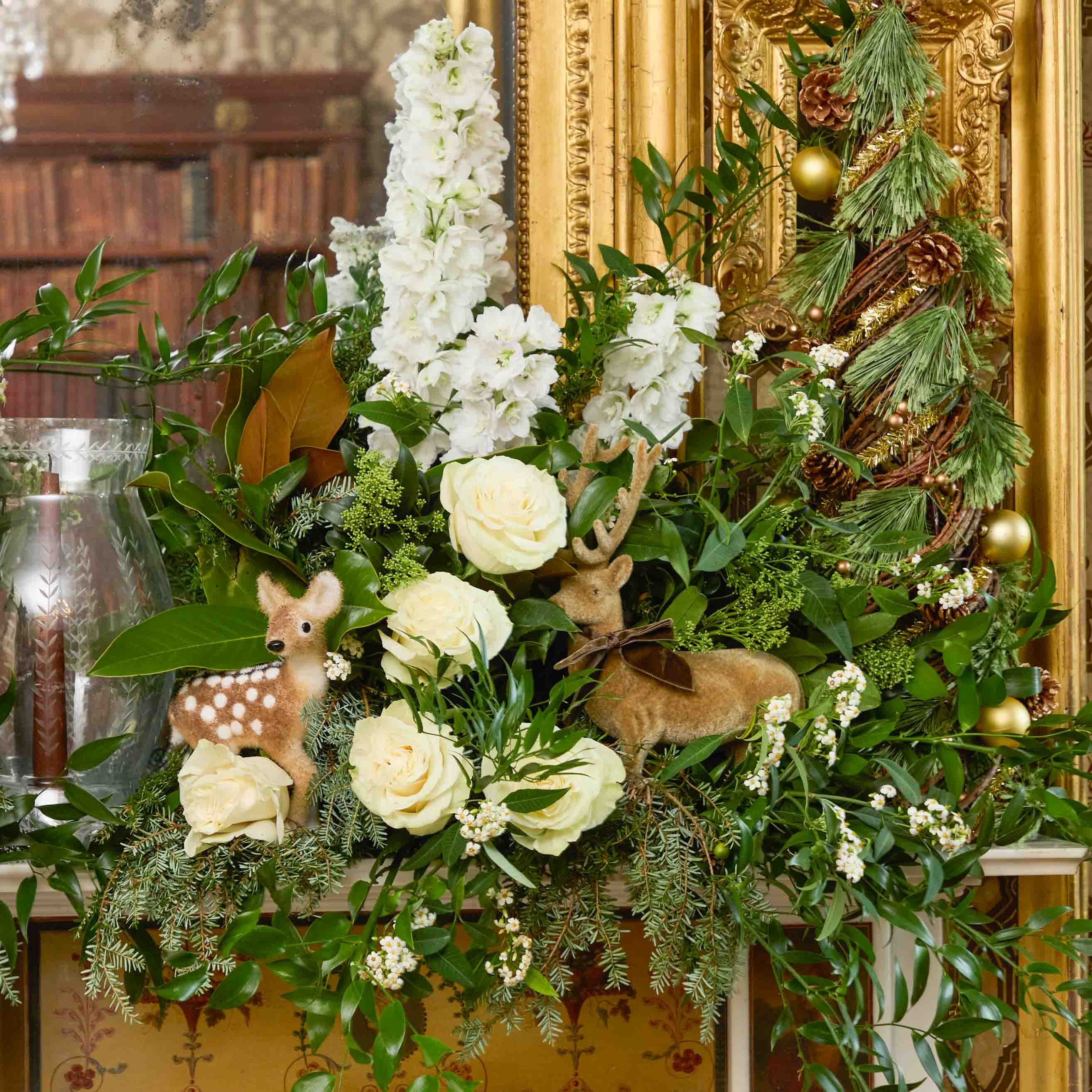 Taupe Velvet Reindeers (Pair)