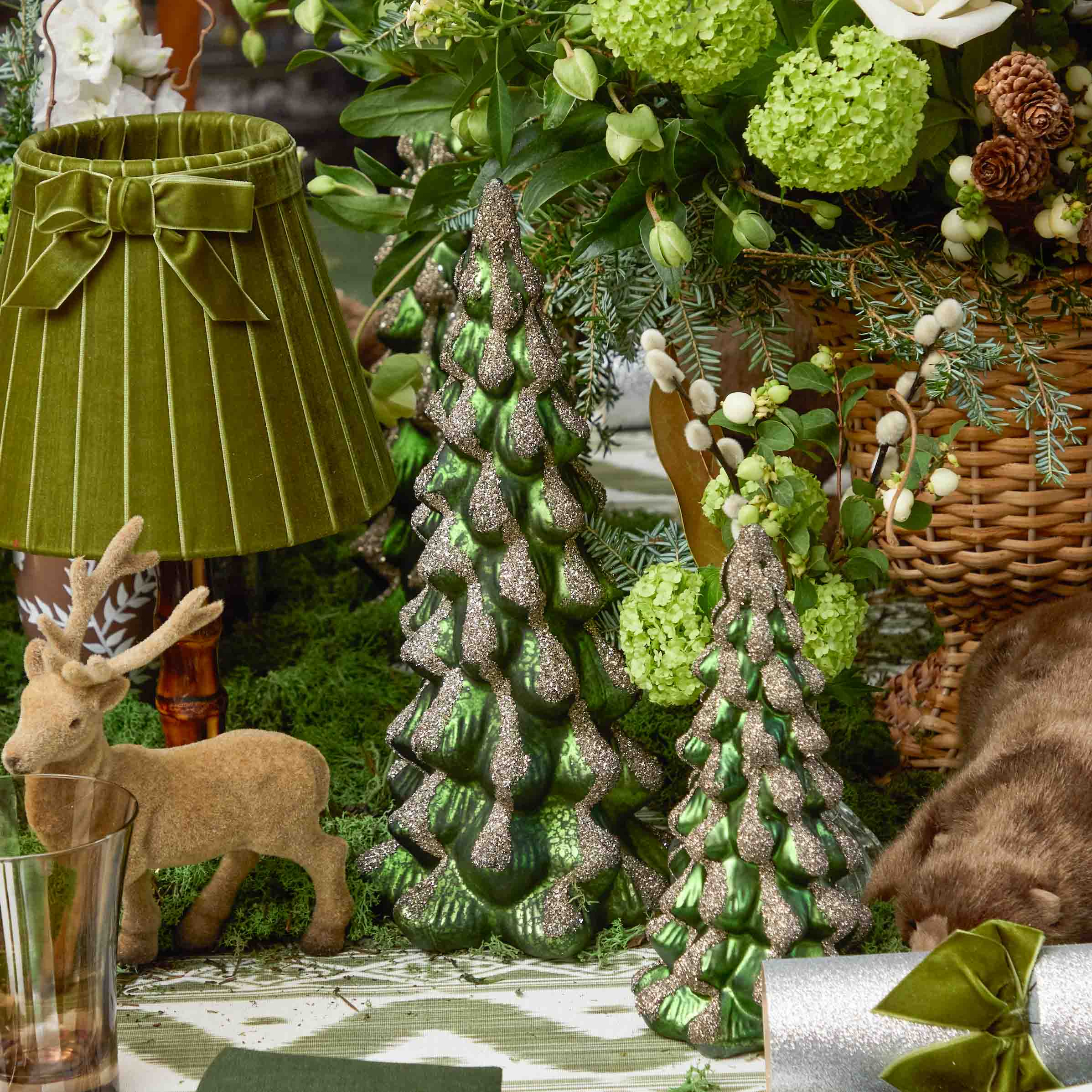 Emerald Glass Christmas Tree Family